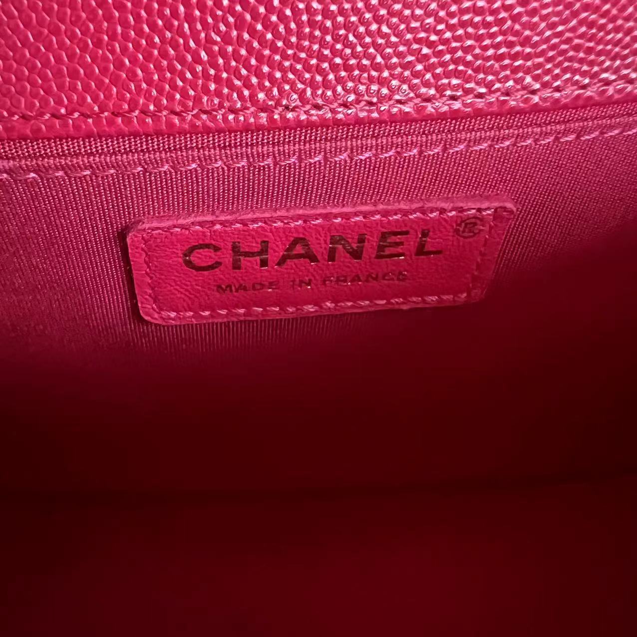 *Full Set, Receipt* Chanel Caviar Boy Old Medium 25CM Quilted Calfskin Hot Pink GHW LGHW No 23 - Luxury Evermore