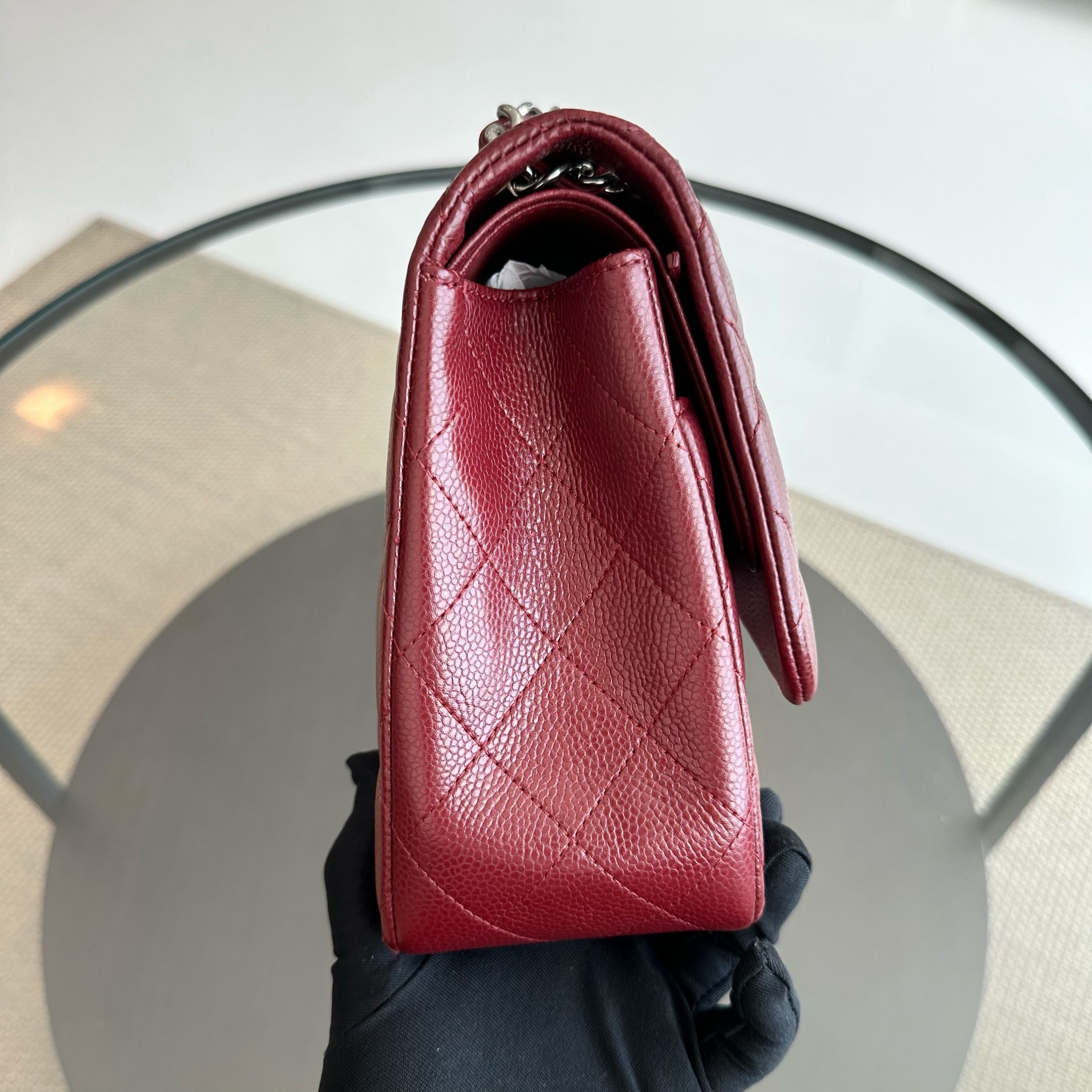 *Full Set, Receipt* Chanel Caviar Jumbo Double Flap Classic Flap Burgundy SHW No 14 - Luxury Evermore