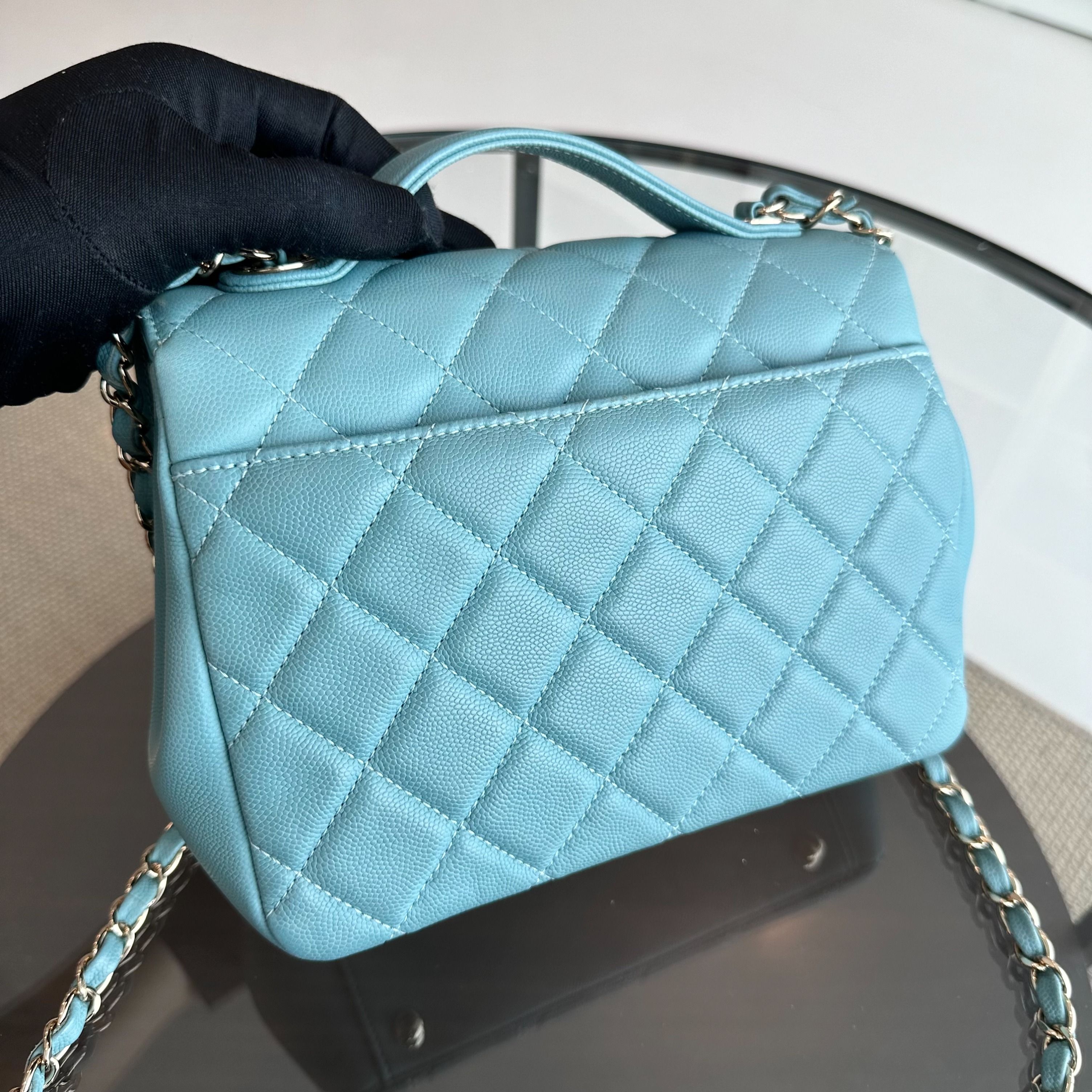 *Full Set, Receipt* Chanel Medium Business Affinity Quilted Caviar Blue GHW No 29 - Luxury Evermore