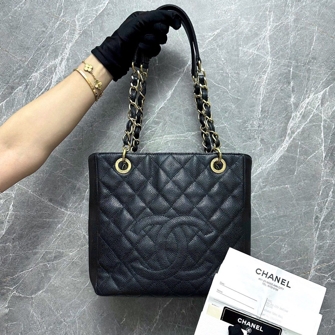 *Full Set Receipt* Chanel PST Petite Shopping Tote Black Caviar GHW No 15 - Luxury Evermore