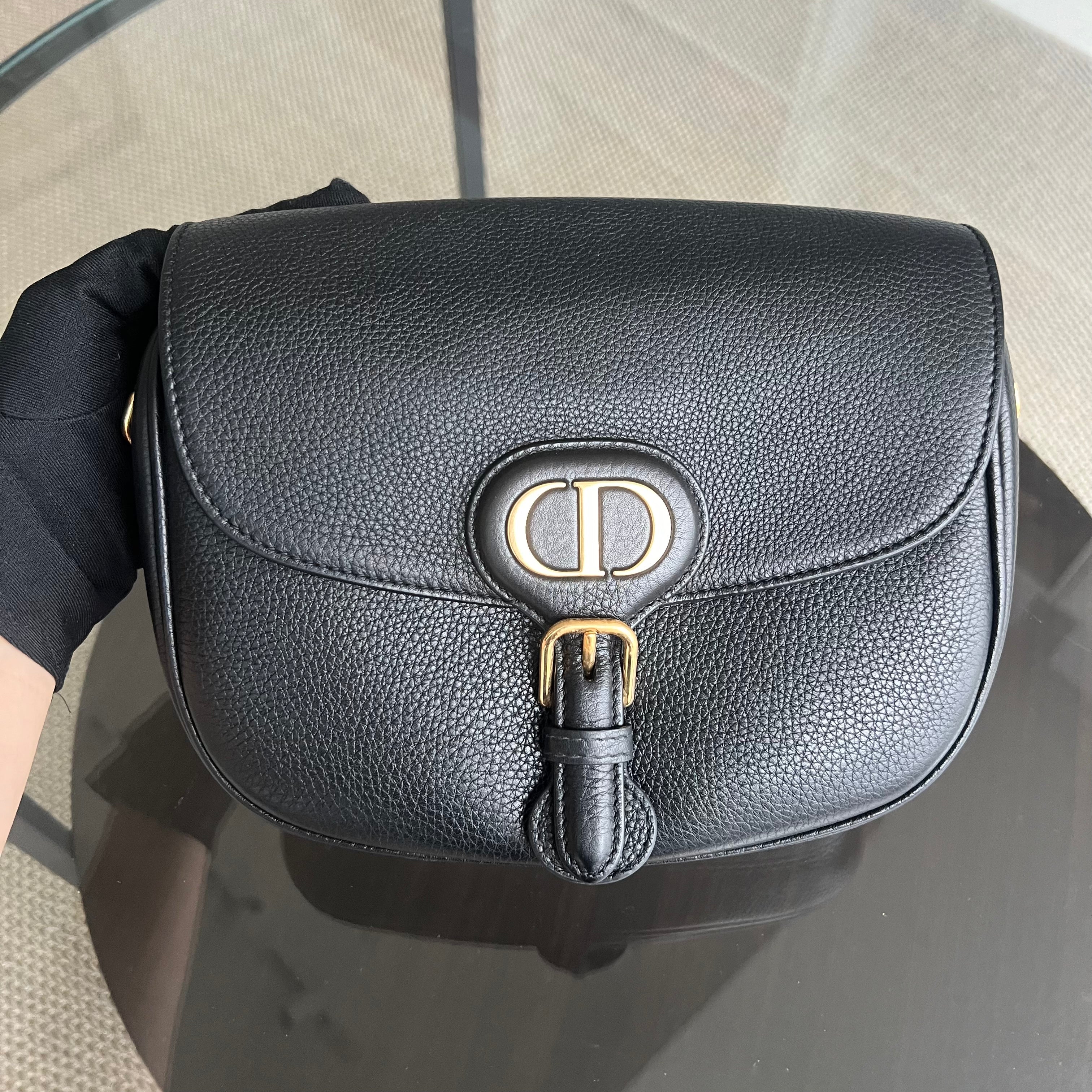 *Full Set, Receipt* Dior Bobby Medium Grained Calfskin Black Golden Hardware - Luxury Evermore