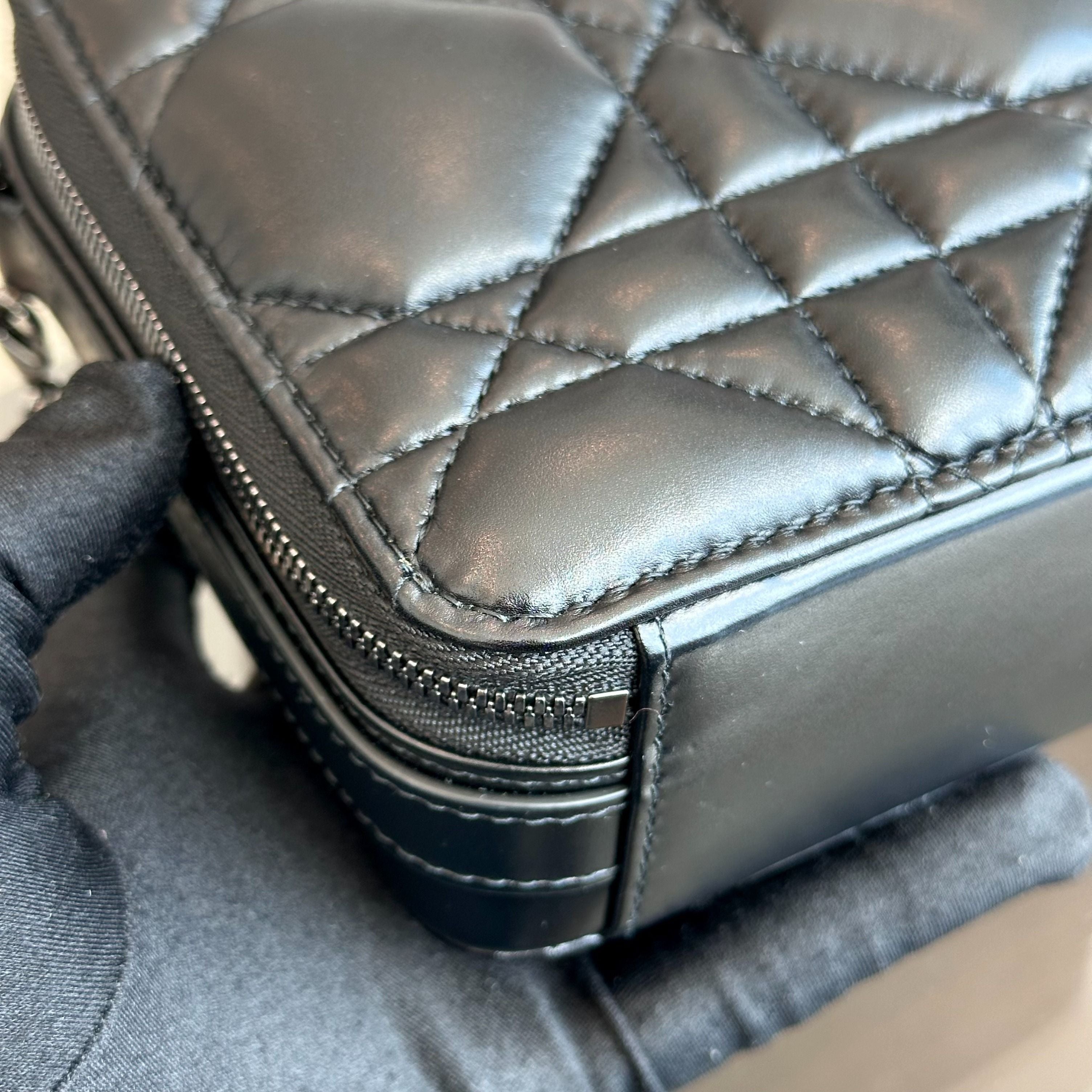 *Full Set, Receipt* Dior Caro Box Cannage Lambskin Black SHW - Luxury Evermore