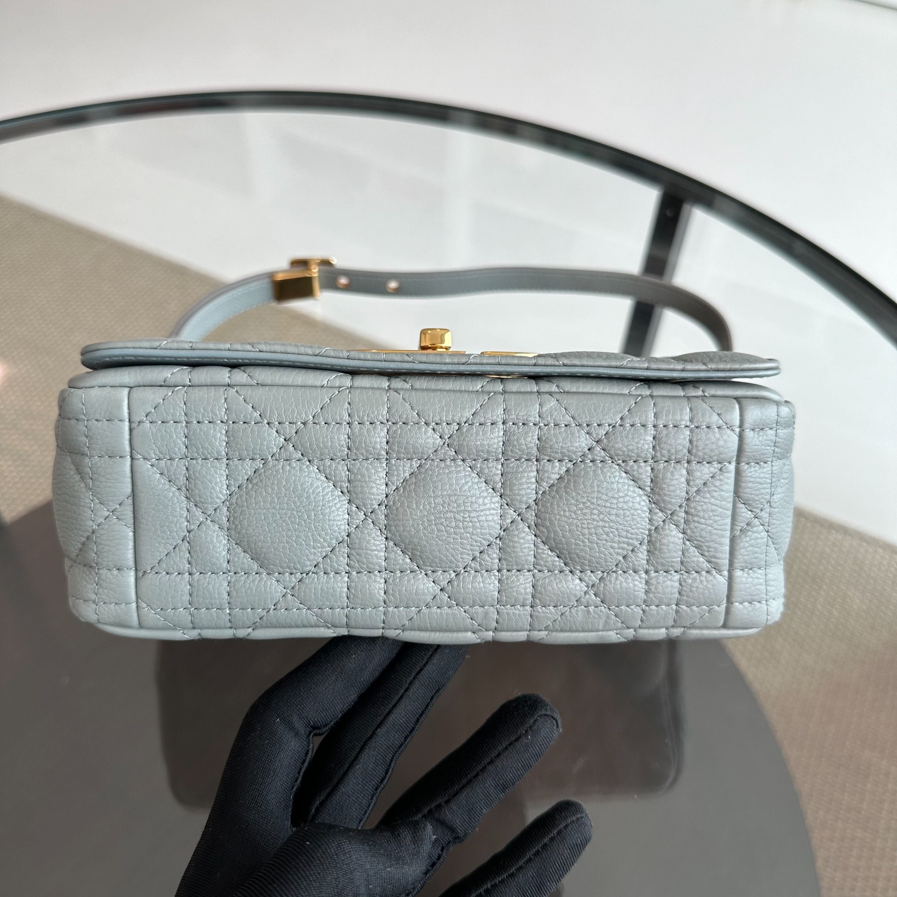 *Full Set, Receipt* Dior Caro Small Cannage Flap Bag Grey GHW - Luxury Evermore