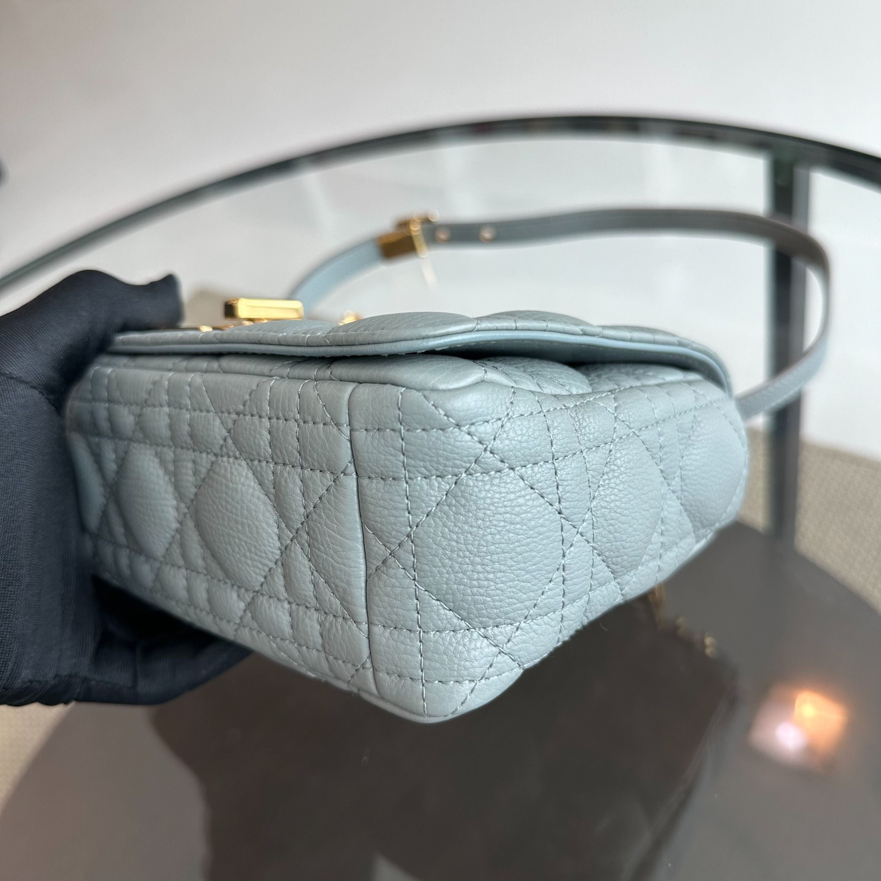 *Full Set, Receipt* Dior Caro Small Cannage Flap Bag Grey GHW - Luxury Evermore