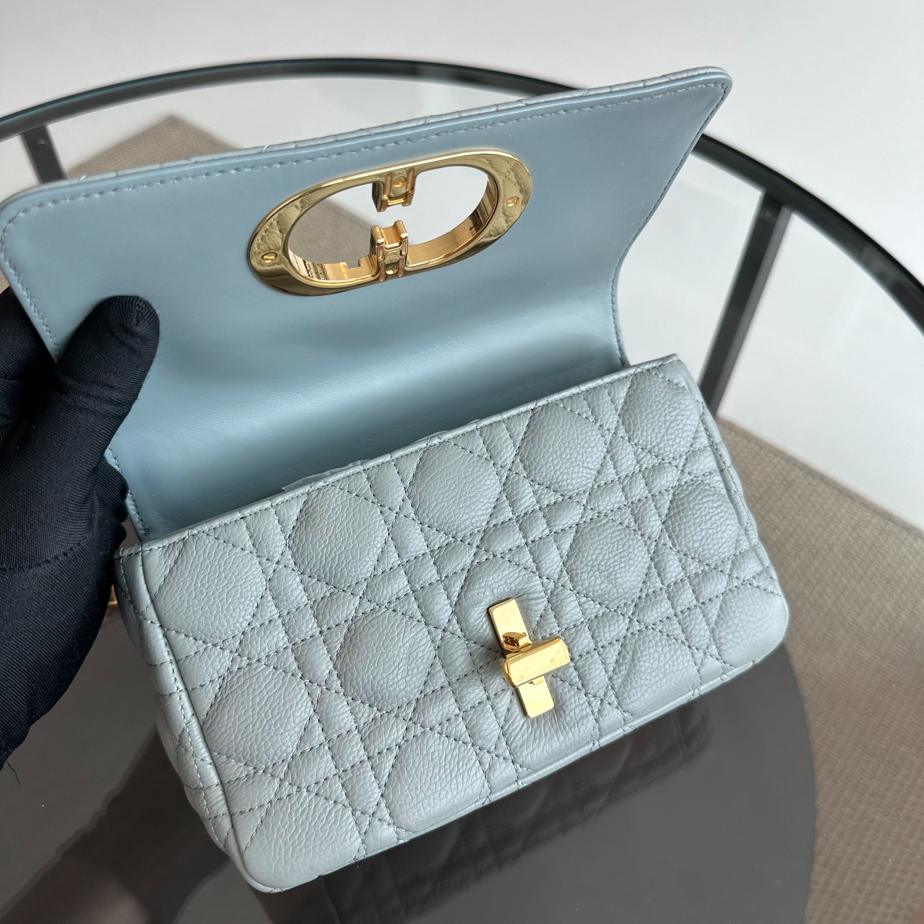 *Full Set, Receipt* Dior Caro Small Cannage Flap Bag Grey GHW - Luxury Evermore