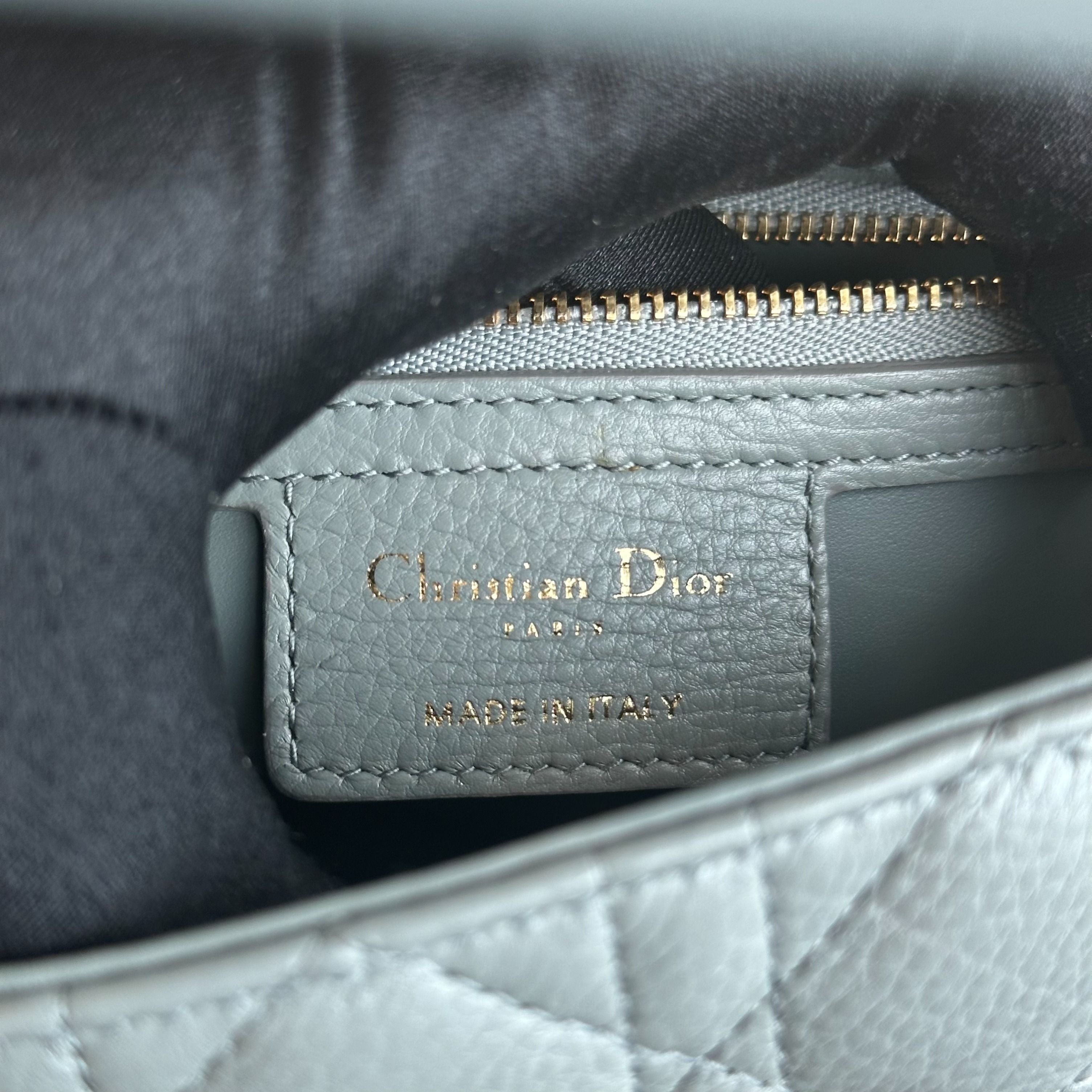 *Full Set, Receipt* Dior Caro Small Cannage Grained Calfskin Haze Blue GHW - Luxury Evermore