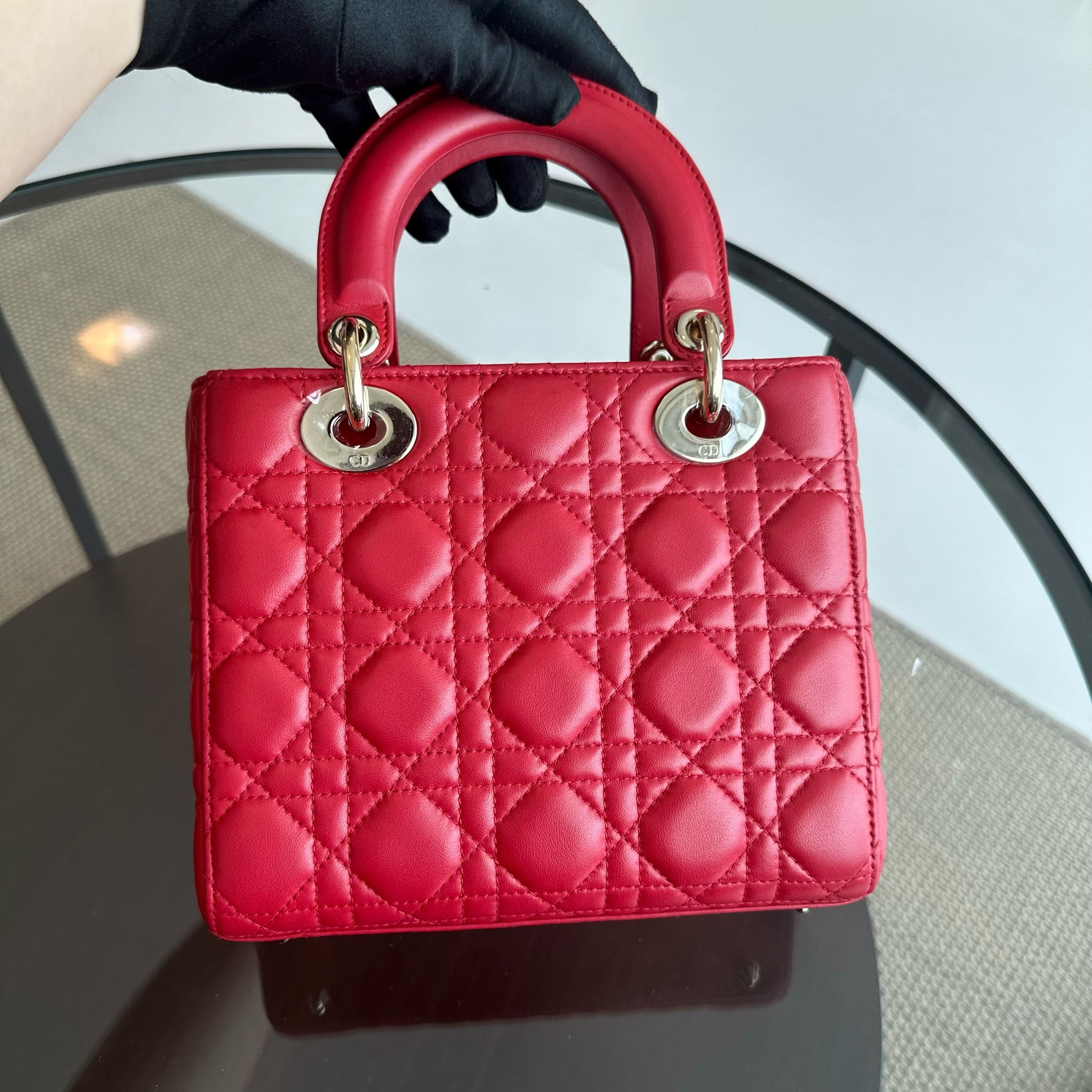 *Full Set, Receipt* Dior Lady Small Cannage Badge Charm ABC Red Cross Body GHW - Luxury Evermore