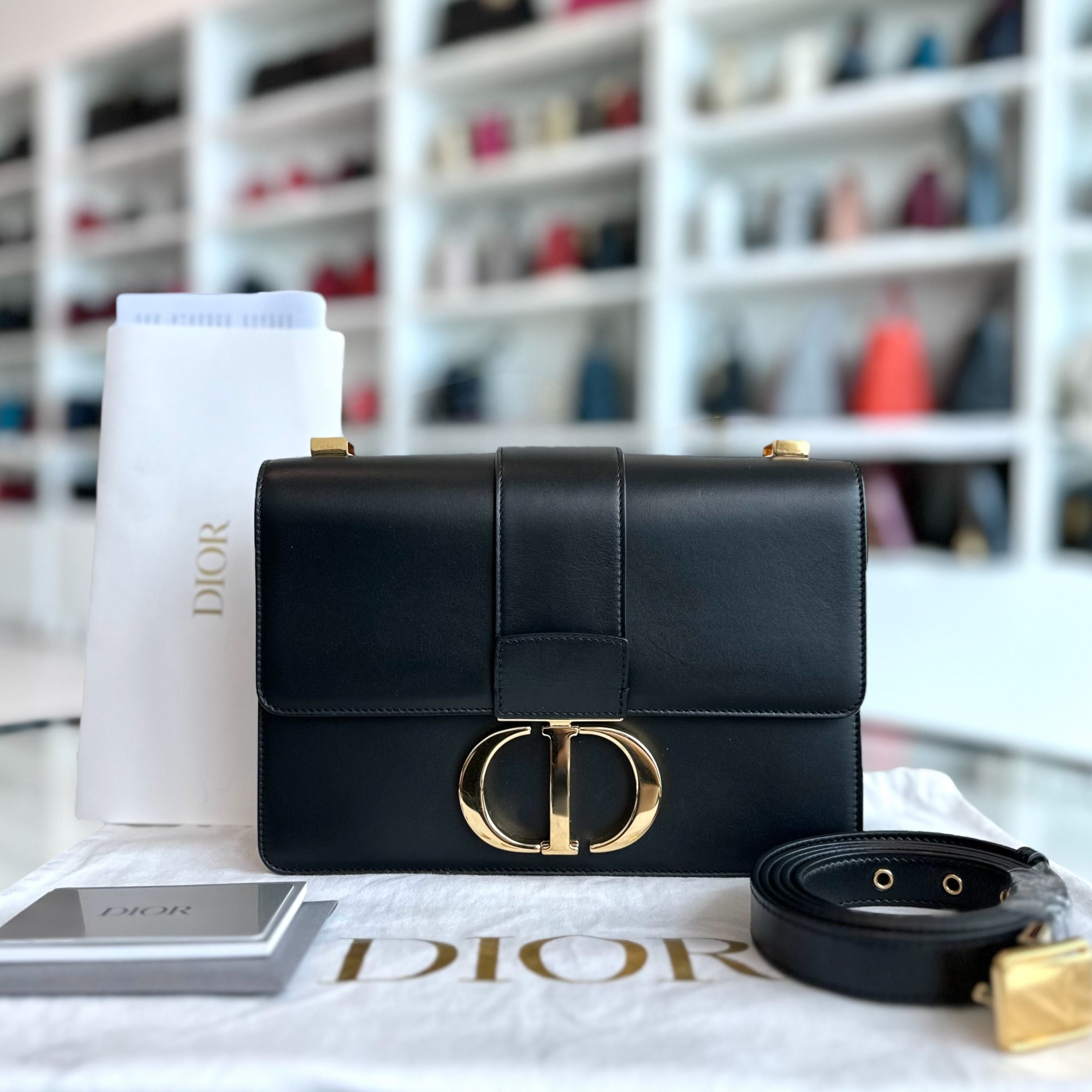 *Full Set, Receipt* Dior Montaigne 30 Calfskin Black GHW - Luxury Evermore