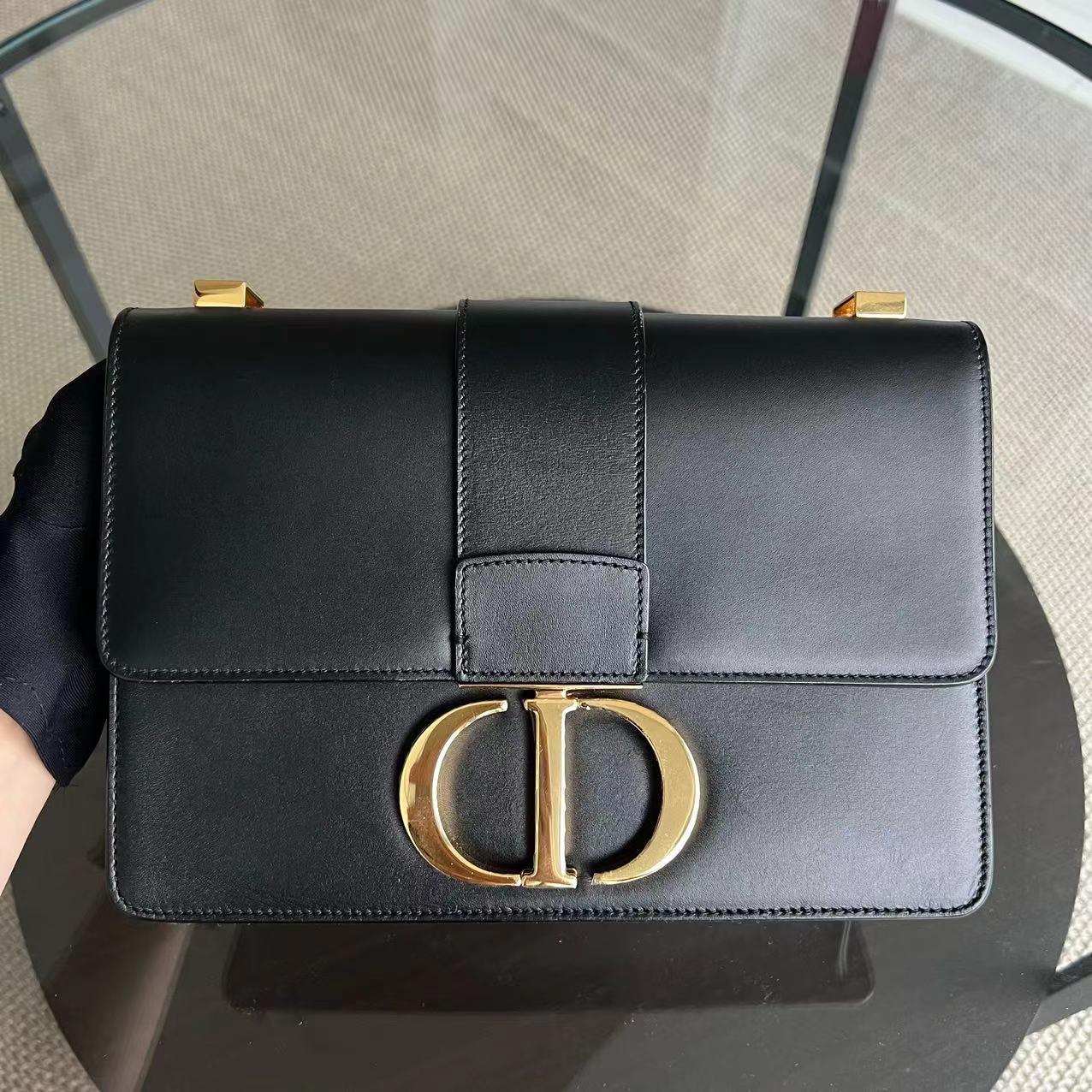 *Full Set Receipt* Dior Montaigne 30 Smooth Calfskin Black Golden Hardware - Luxury Evermore