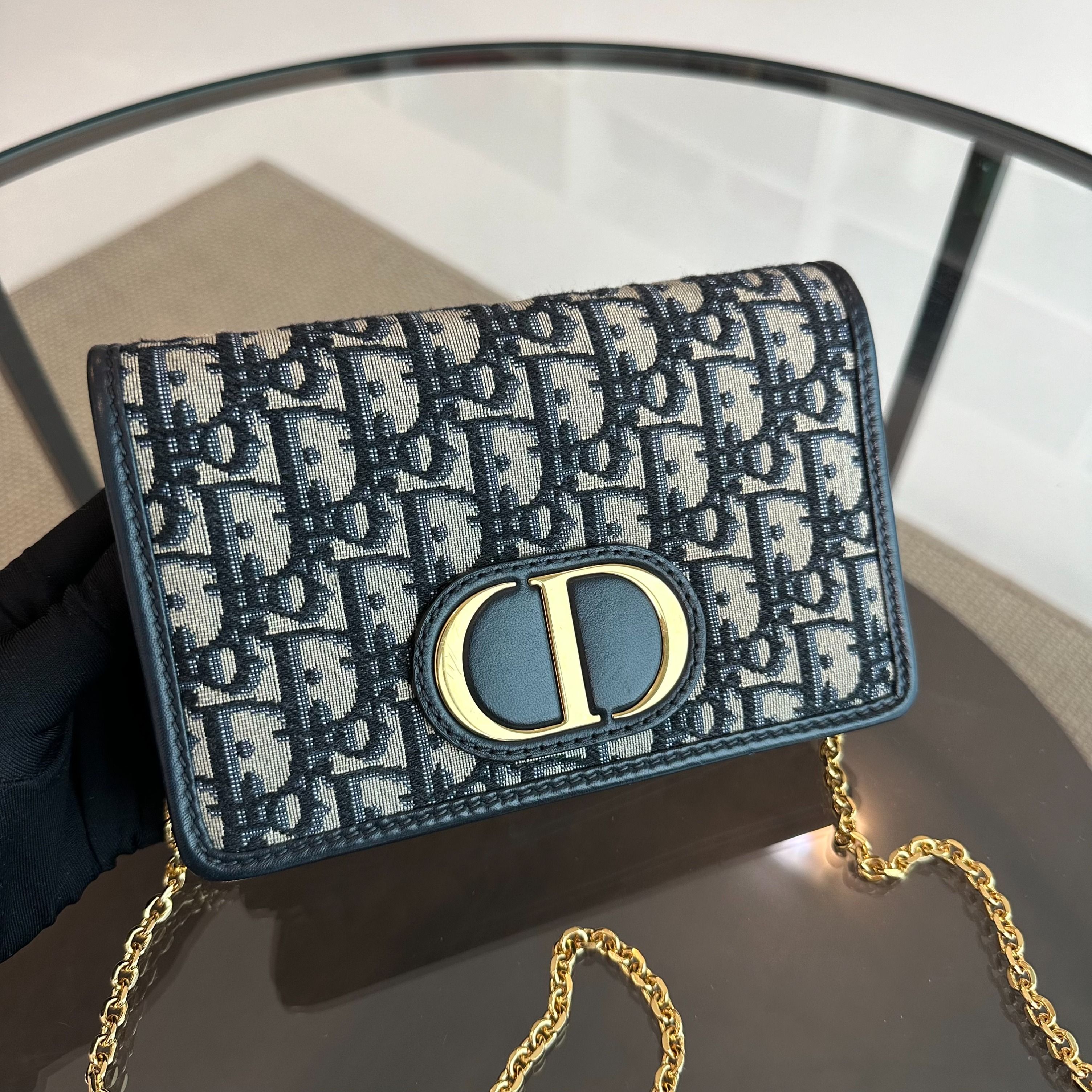 *Full Set, Receipt* Dior Montaigne 30 WOC Wallet On Chain Oblique Monogram Canvas - Luxury Evermore