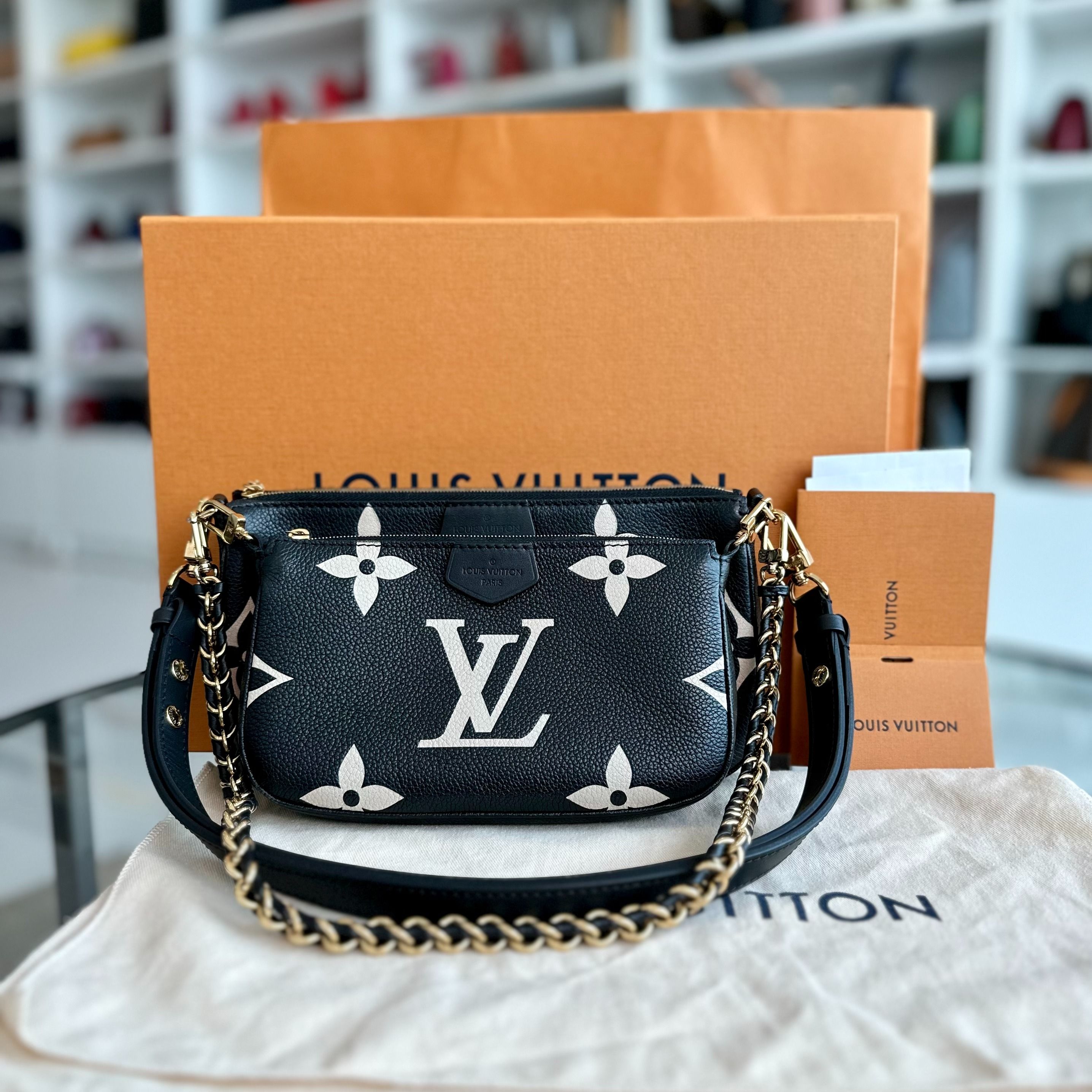 *Full Set, Receipt* LV Multi Pochette Monogram Empriente Leather Noir Louis Vuitton - Luxury Evermore