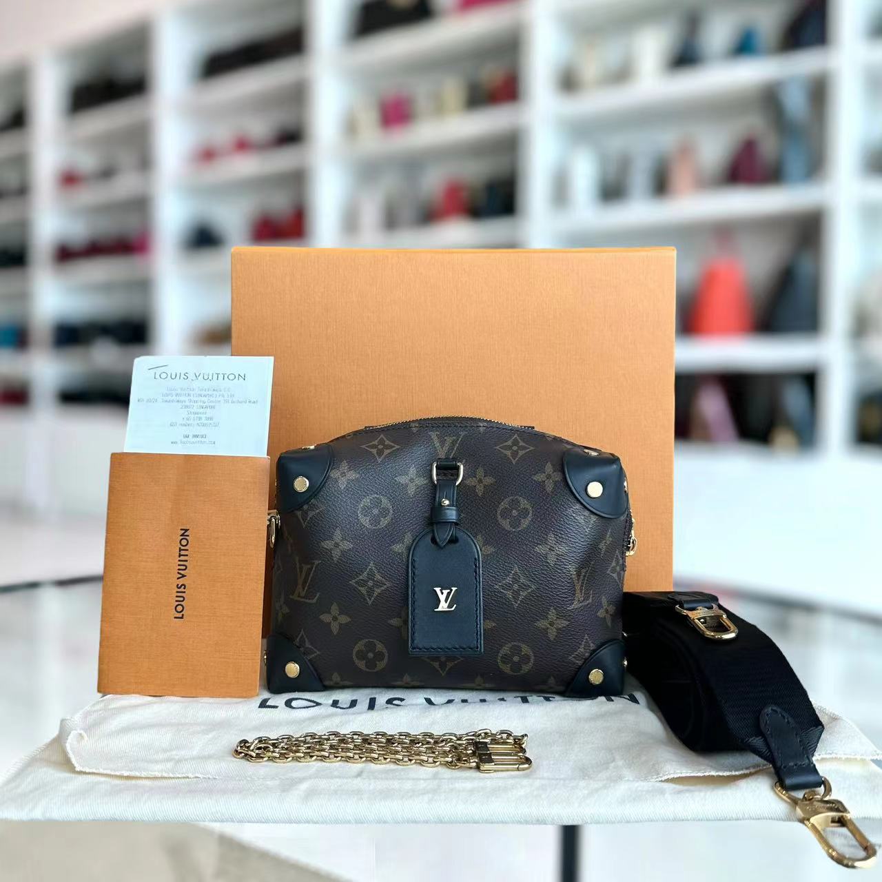 *Full Set Receipt* LV Petite Malle Souple Canvas Monogram Louis Vuitton - Luxury Evermore