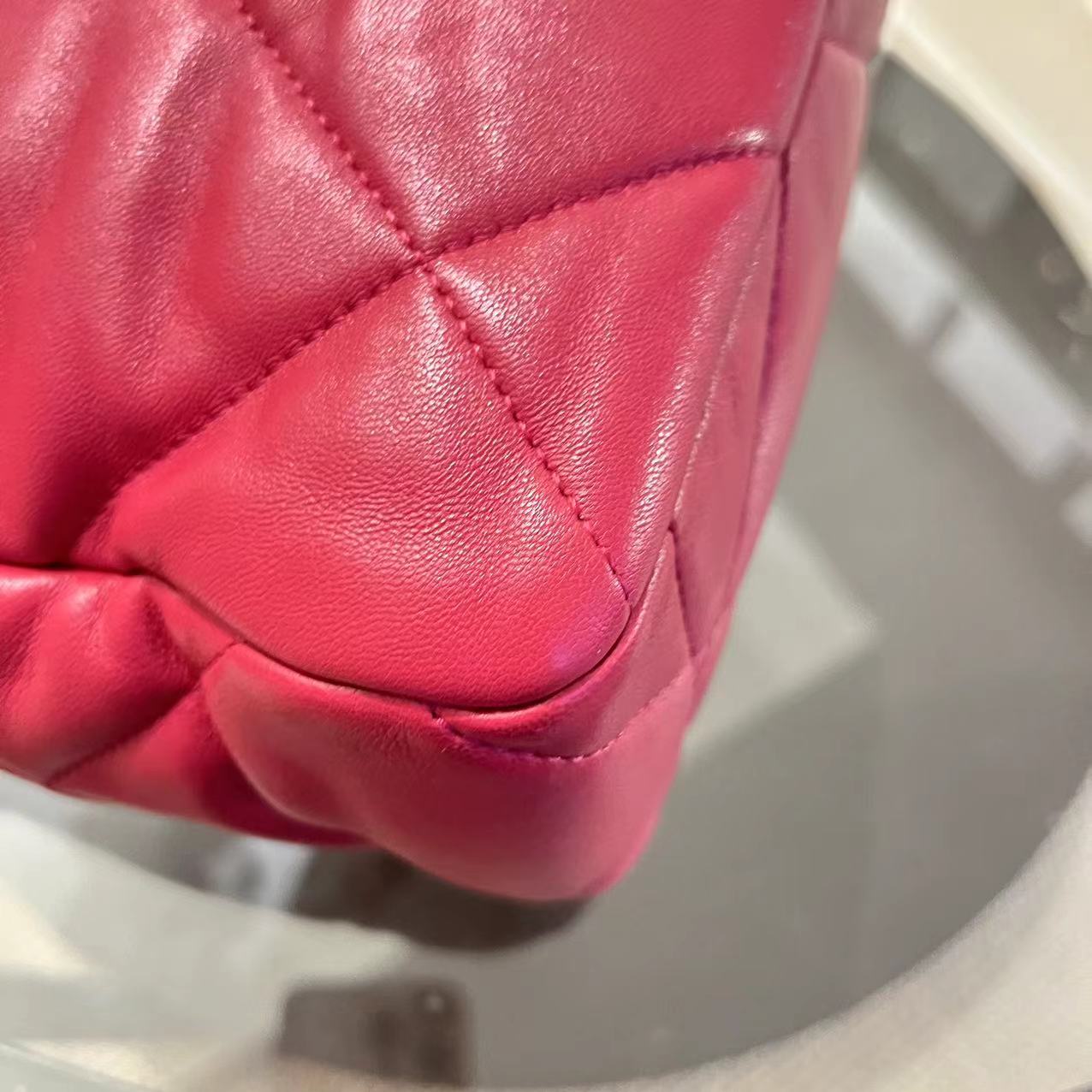 *Full Set, Receipt, Microchip* Chanel C19 Medium 19 Bag Quilted Goatskin Hot Pink Two-Tone Hardware Microchip - Luxury Evermore