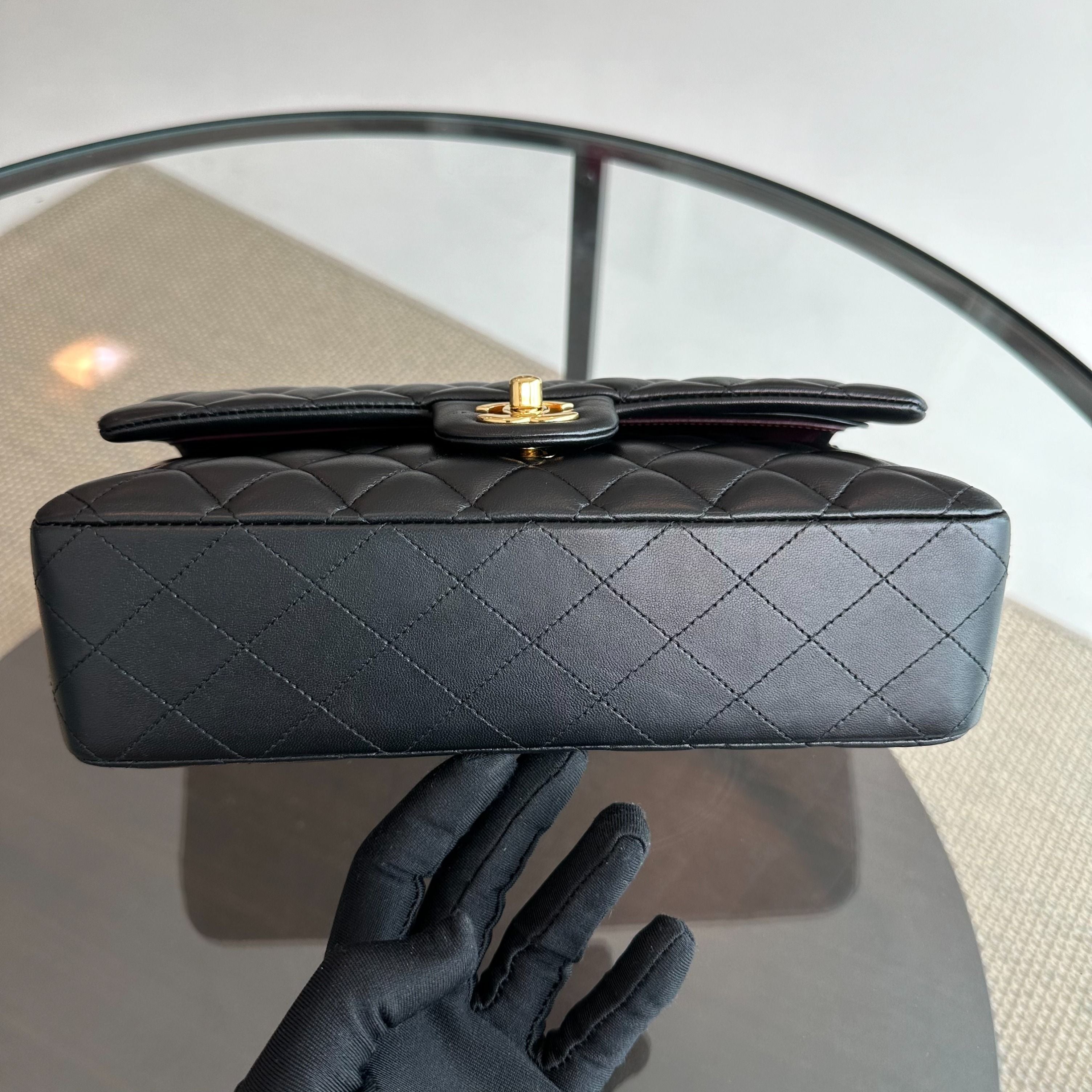 *Full Set, Receipt, No 28* Chanel Medium Classic Flap 25CM Lambskin Black GHW No 28 - Luxury Evermore