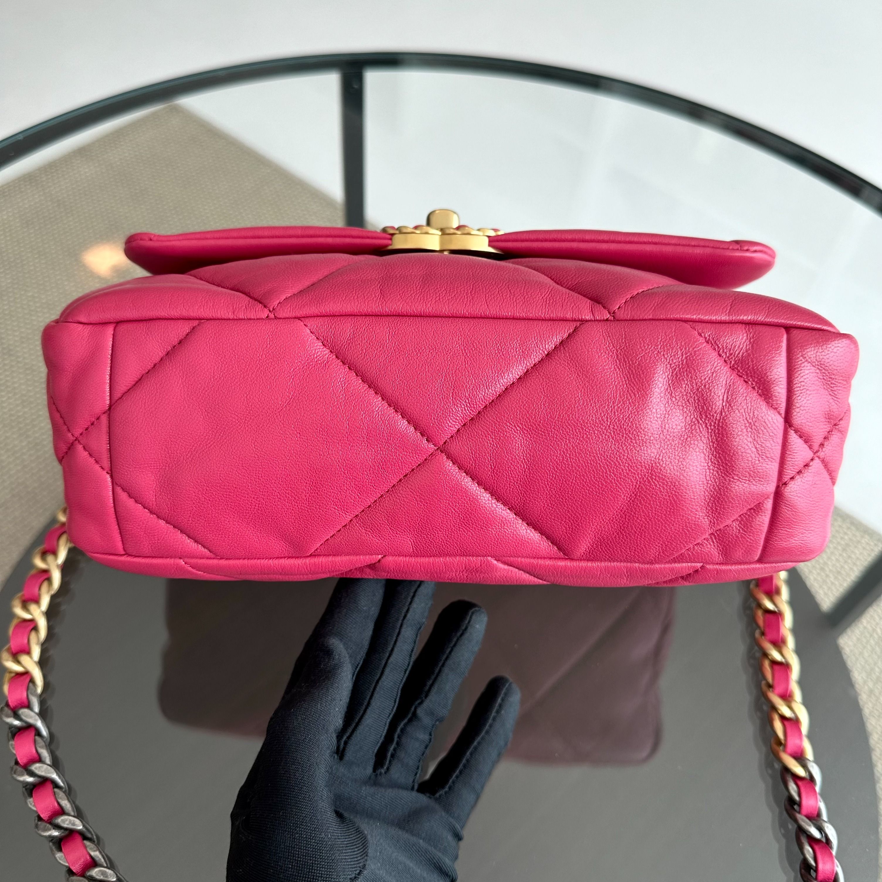 *Full Set, Receipt* Chanel C19 Goatskin Quilted Small Hot Pink Mixed Hardware No 29