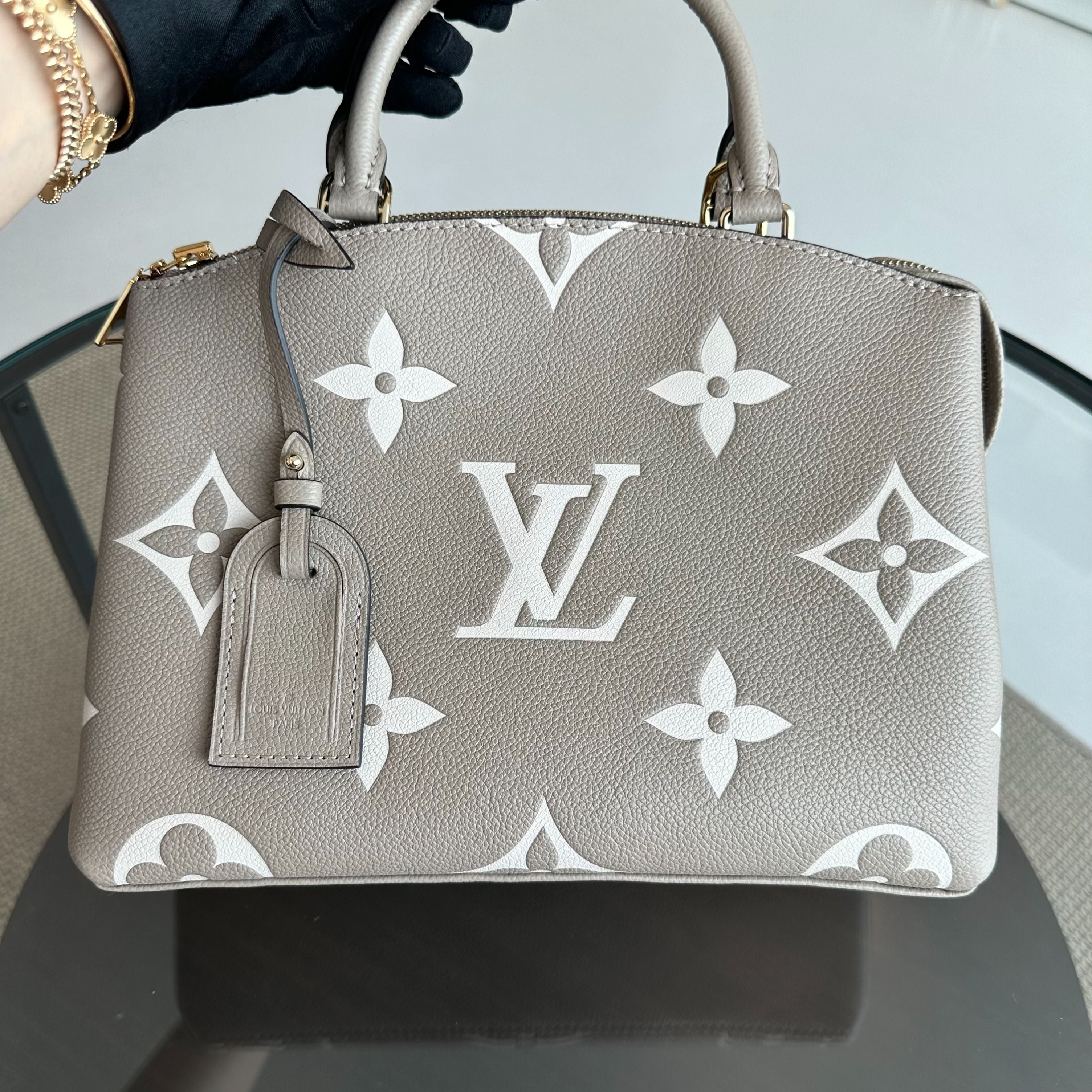 *Full Set, Receipt* Louis Vuitton LV Petite Palais Bicolor Monogram Emplant Shoulder Bag