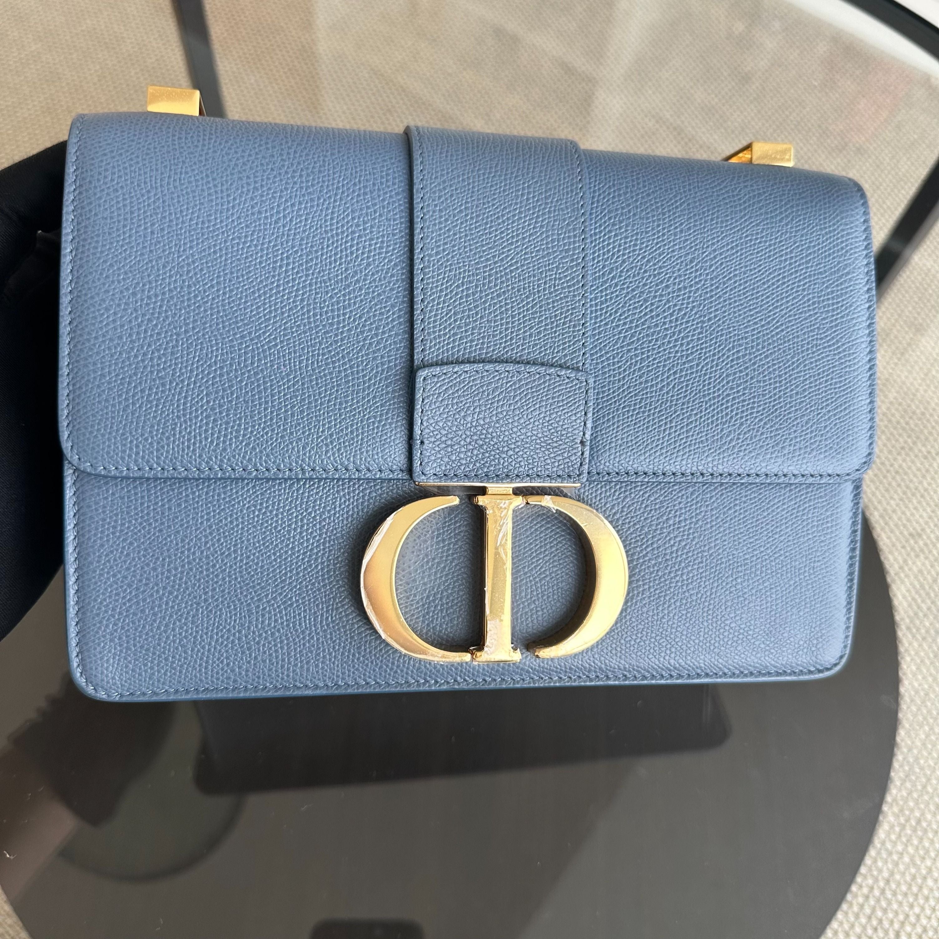 *Grained Calf* Dior Montainge 30 Grained Calfskin Medium Blue Shoulder Bag GHW - Luxury Evermore