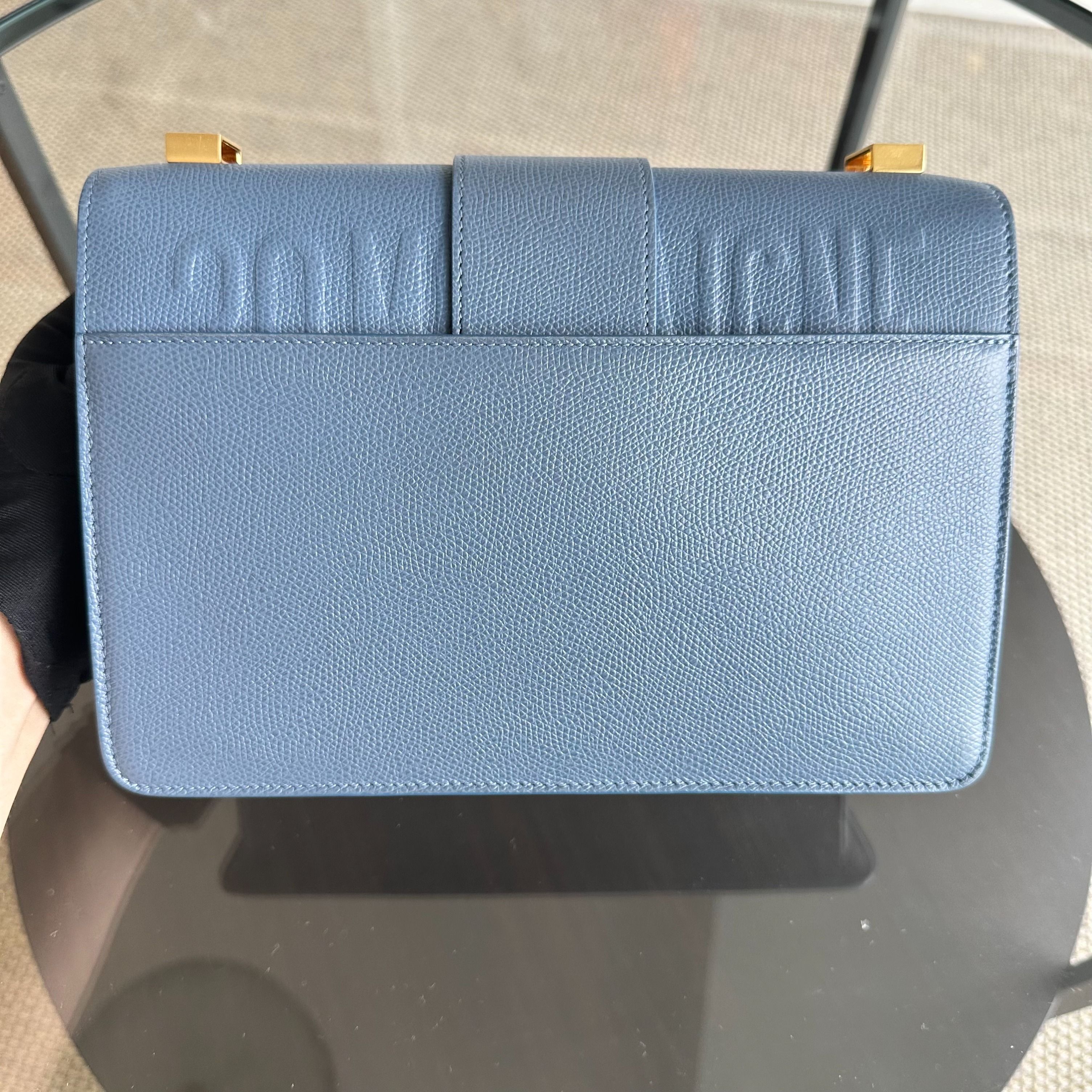 *Grained Calf* Dior Montainge 30 Grained Calfskin Medium Blue Shoulder Bag GHW - Luxury Evermore