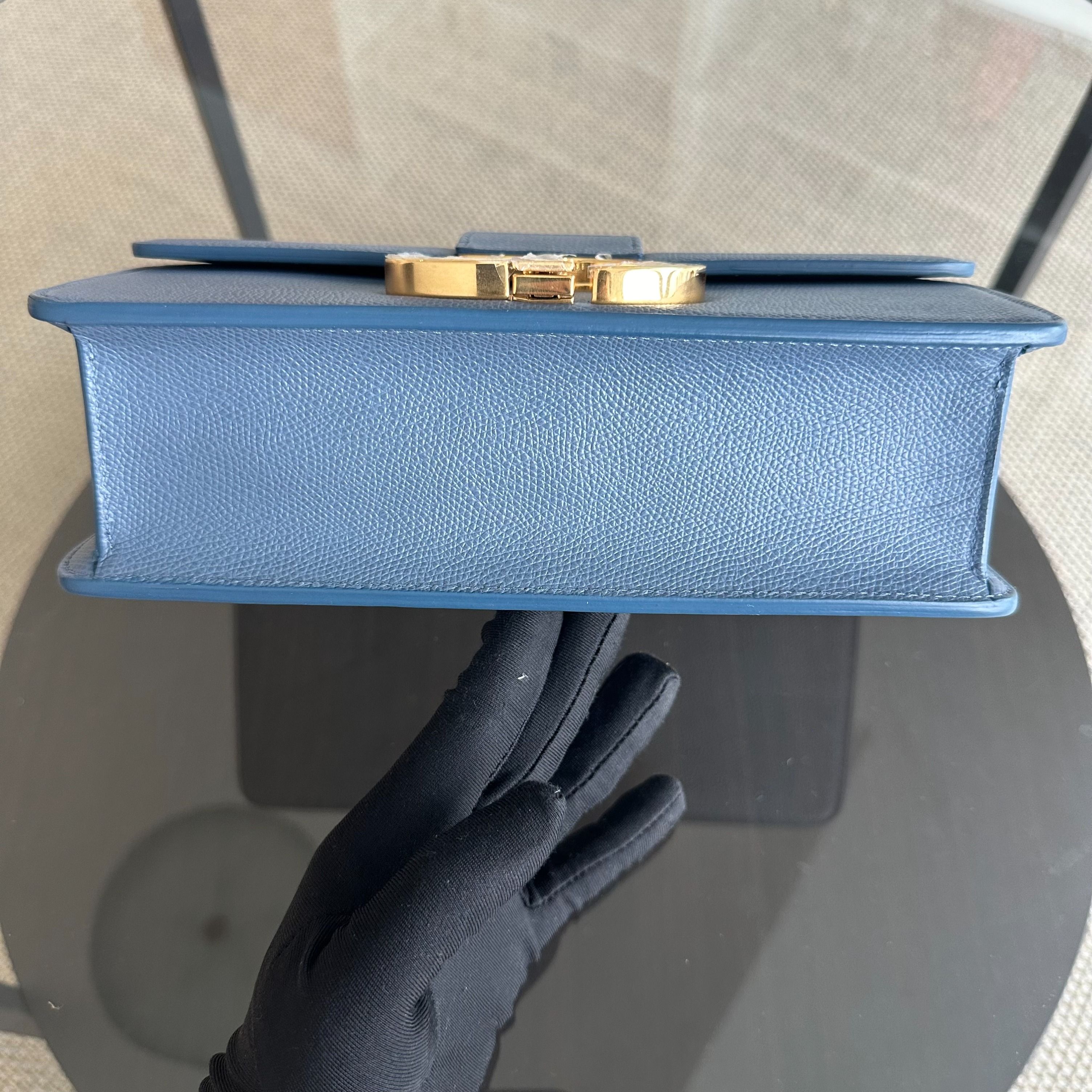 *Grained Calf* Dior Montainge 30 Grained Calfskin Medium Blue Shoulder Bag GHW - Luxury Evermore