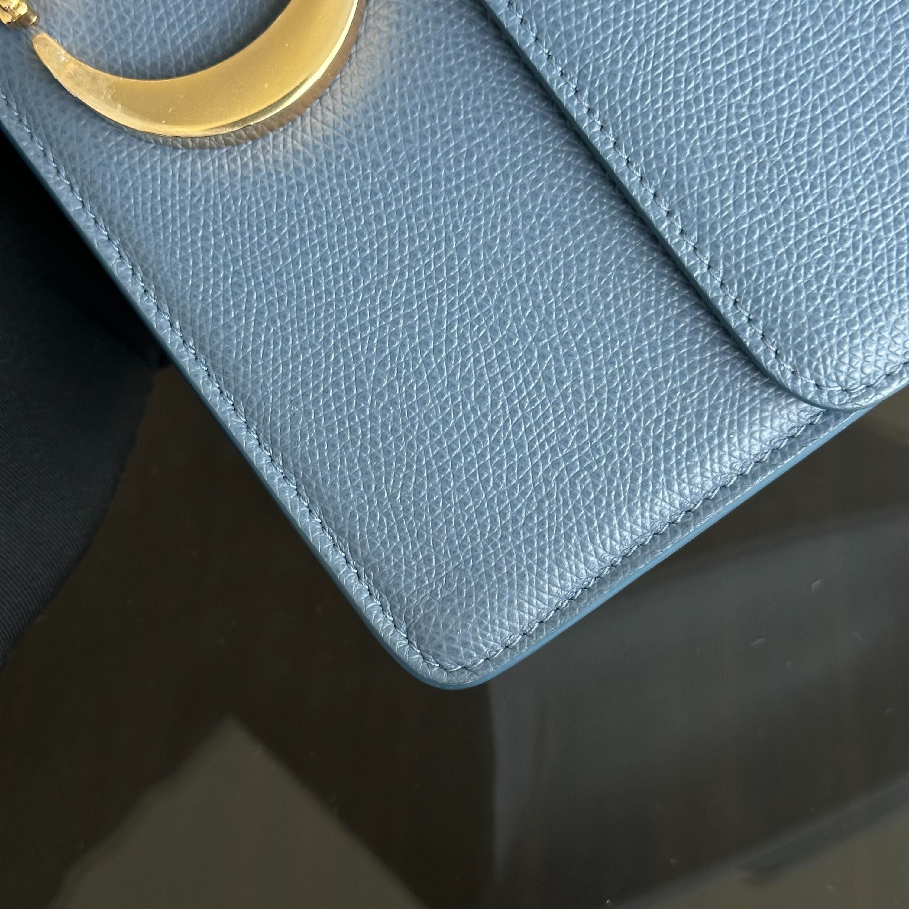 *Grained Calf* Dior Montainge 30 Grained Calfskin Medium Blue Shoulder Bag GHW - Luxury Evermore