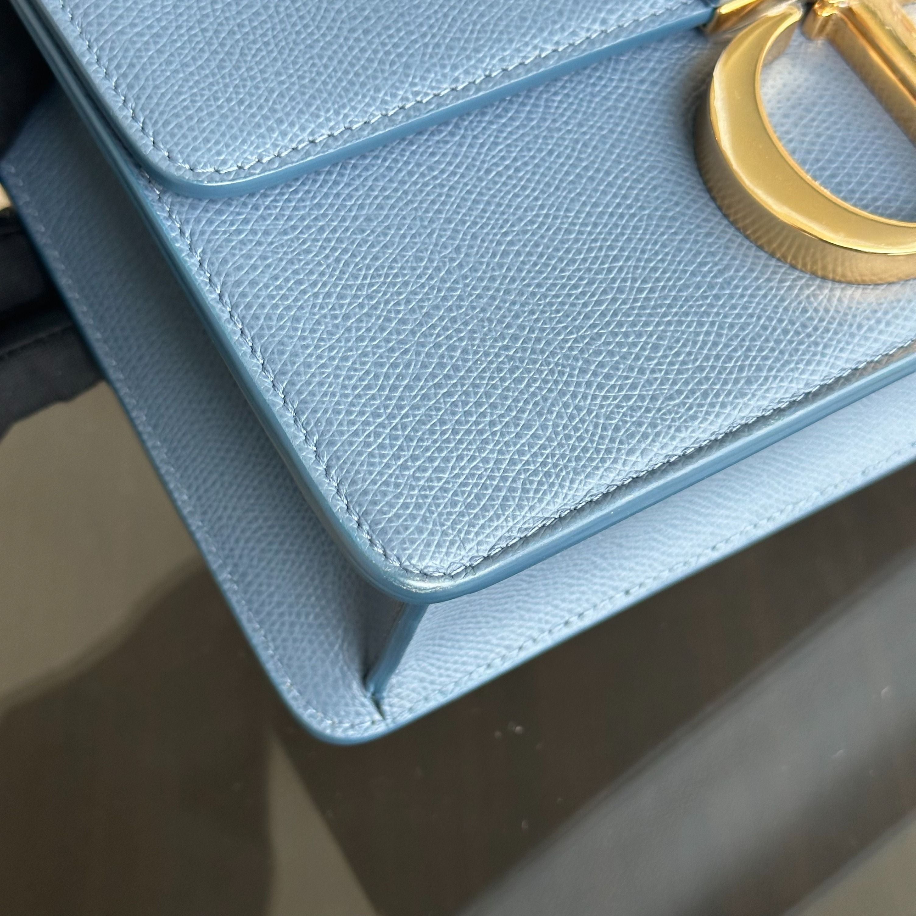 *Grained Calf* Dior Montainge 30 Grained Calfskin Medium Blue Shoulder Bag GHW - Luxury Evermore