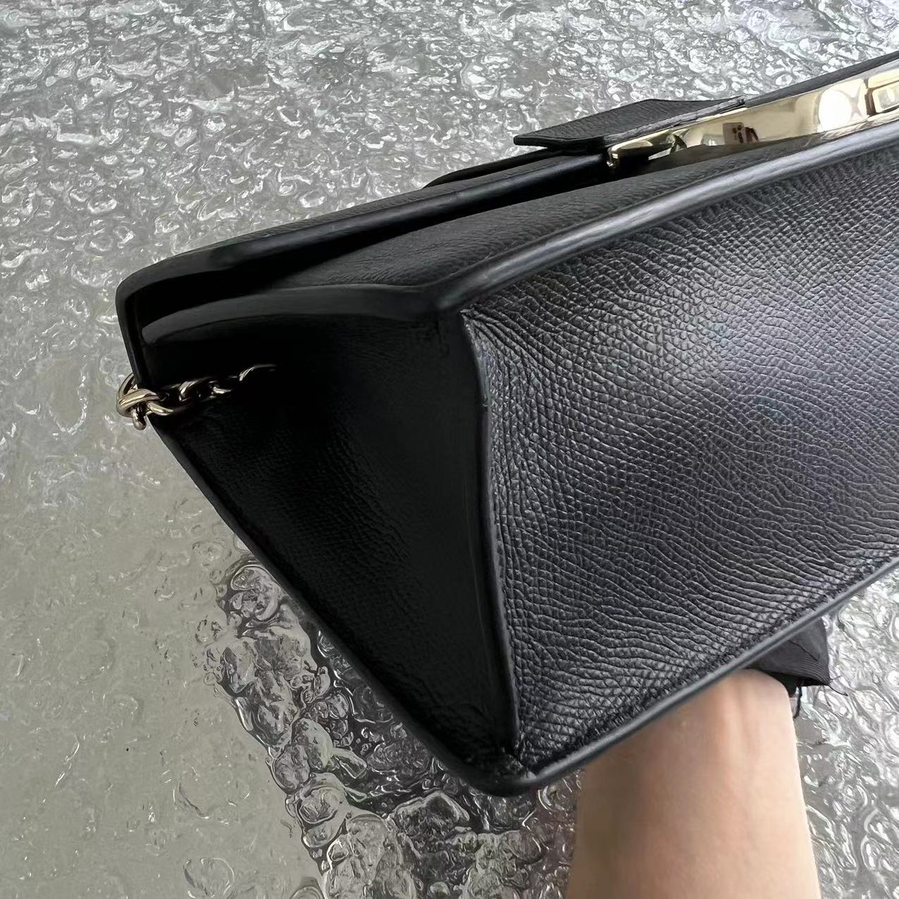 *Grained Calfskin* Dior East West Montaigne 30 Grained Calfskin Black Golden Hardware - Luxury Evermore