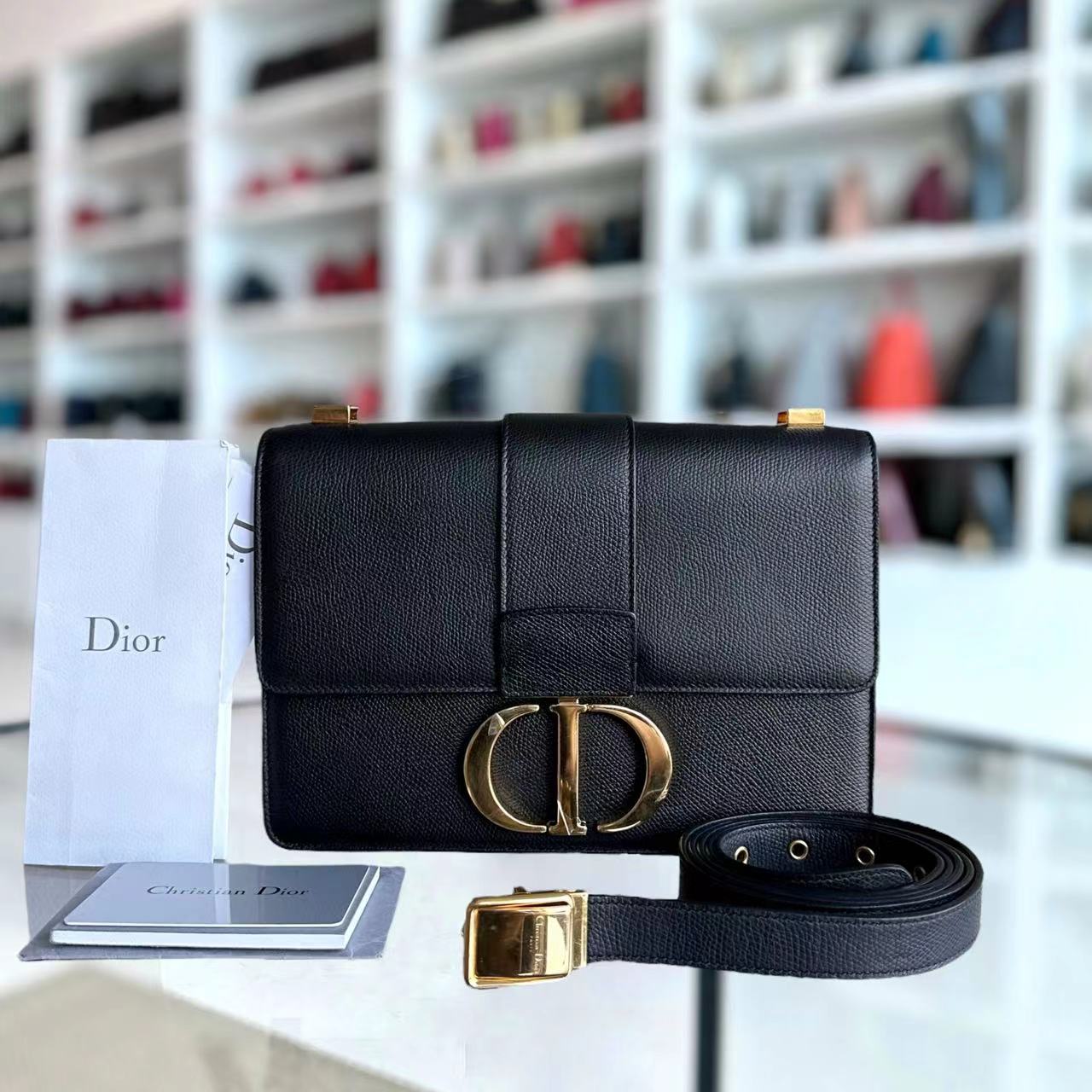 *Grained Calfskin, Full Set* Dior Montaigne 30 Grained Calfskin Black GHW - Luxury Evermore