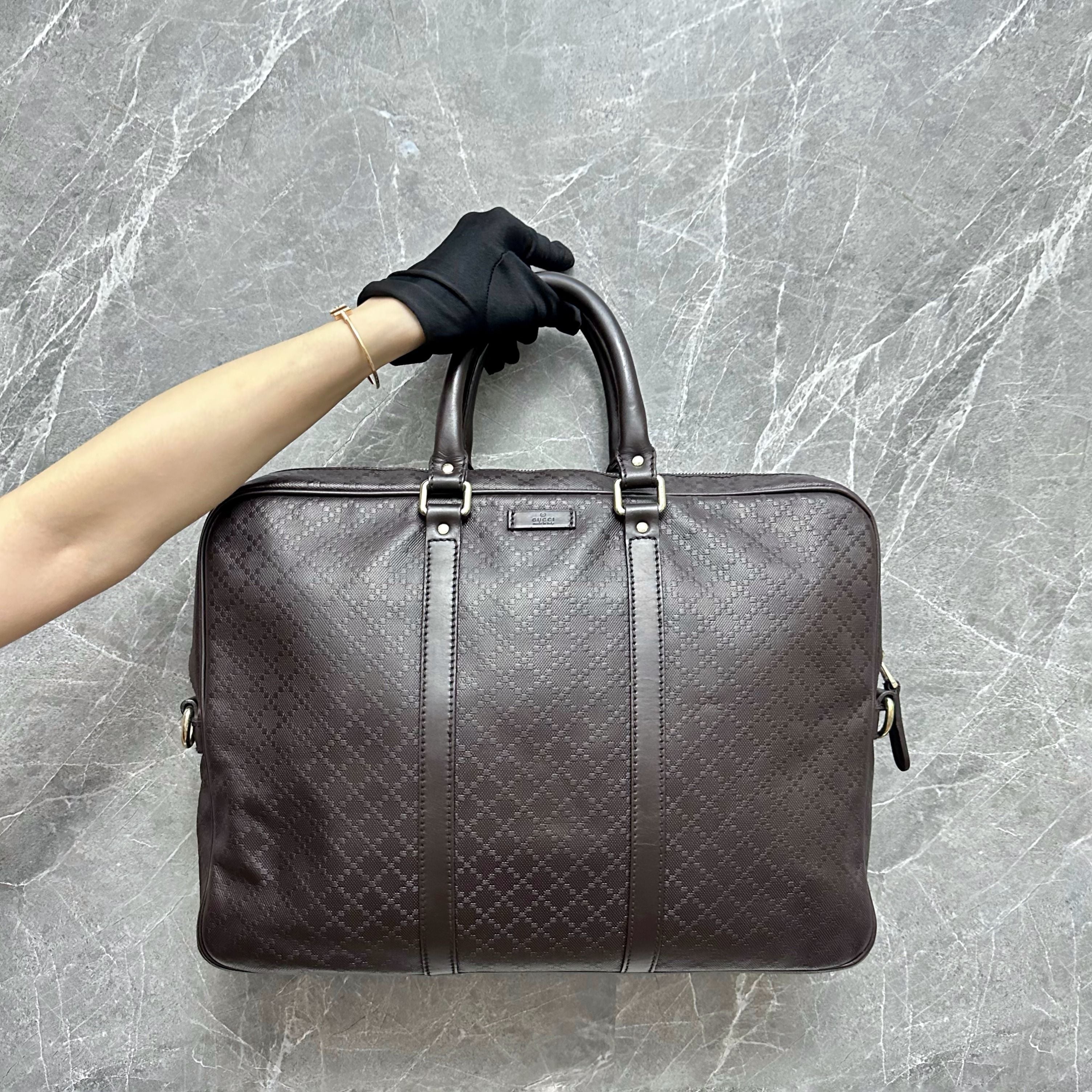 Gucci Briefcase Business Brown Leather Bag - Luxury Evermore