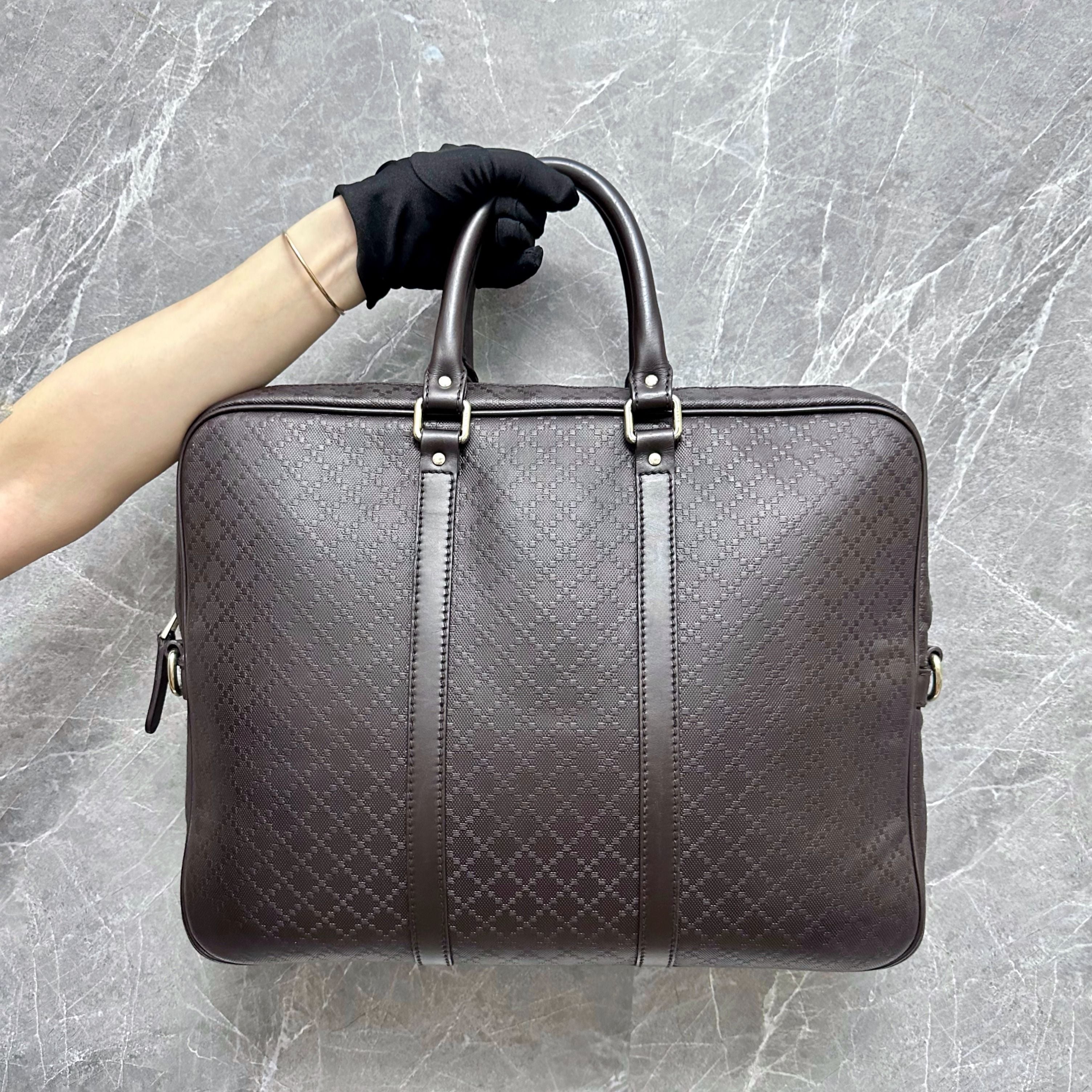 Gucci Briefcase Business Brown Leather Bag - Luxury Evermore