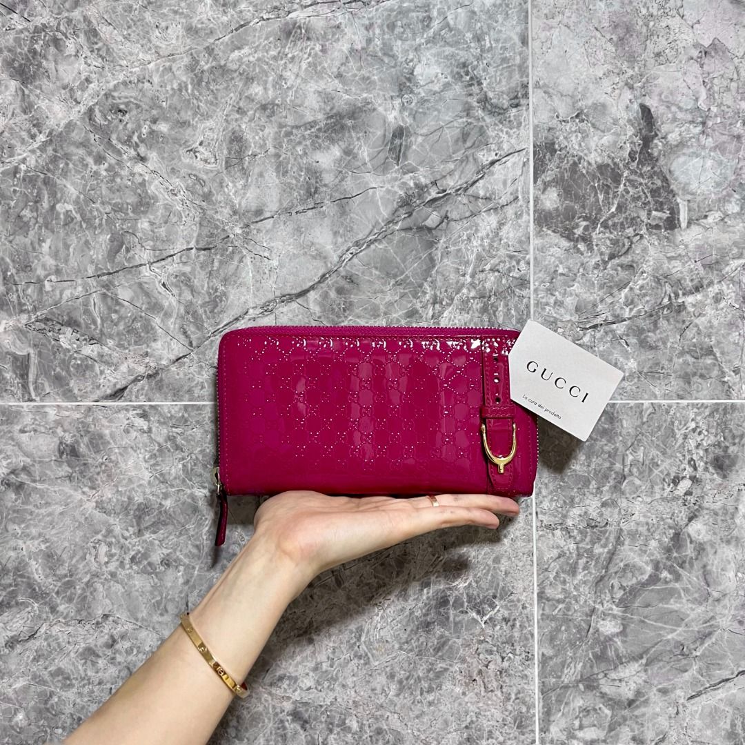 Gucci Wallet Monogram Violet Patent Leather - Luxury Evermore