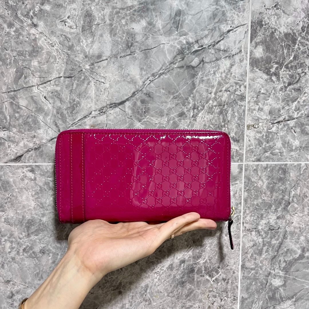 Gucci Wallet Monogram Violet Patent Leather - Luxury Evermore