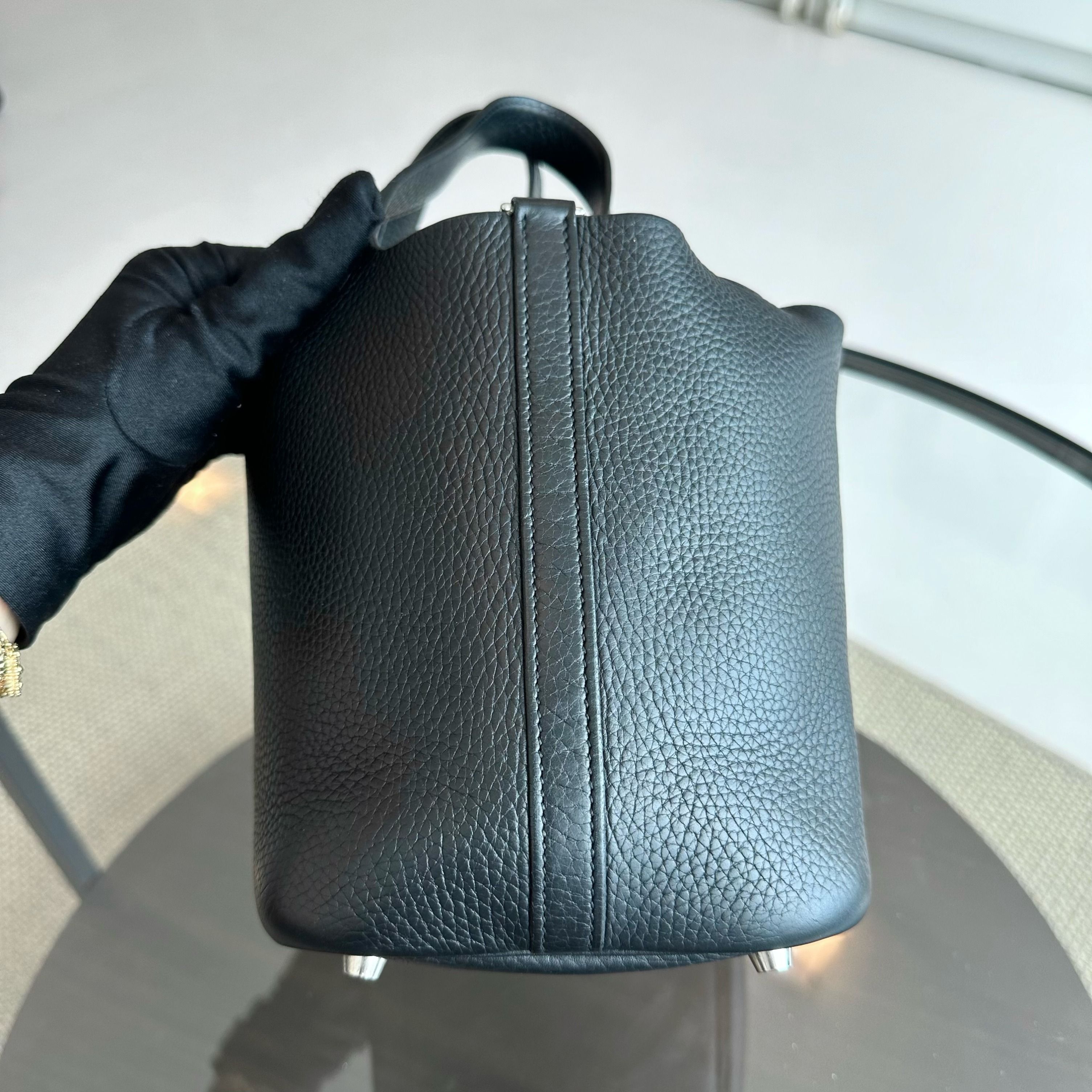 Hermes Picotin 18 Square H Clemence Black SHW - Luxury Evermore