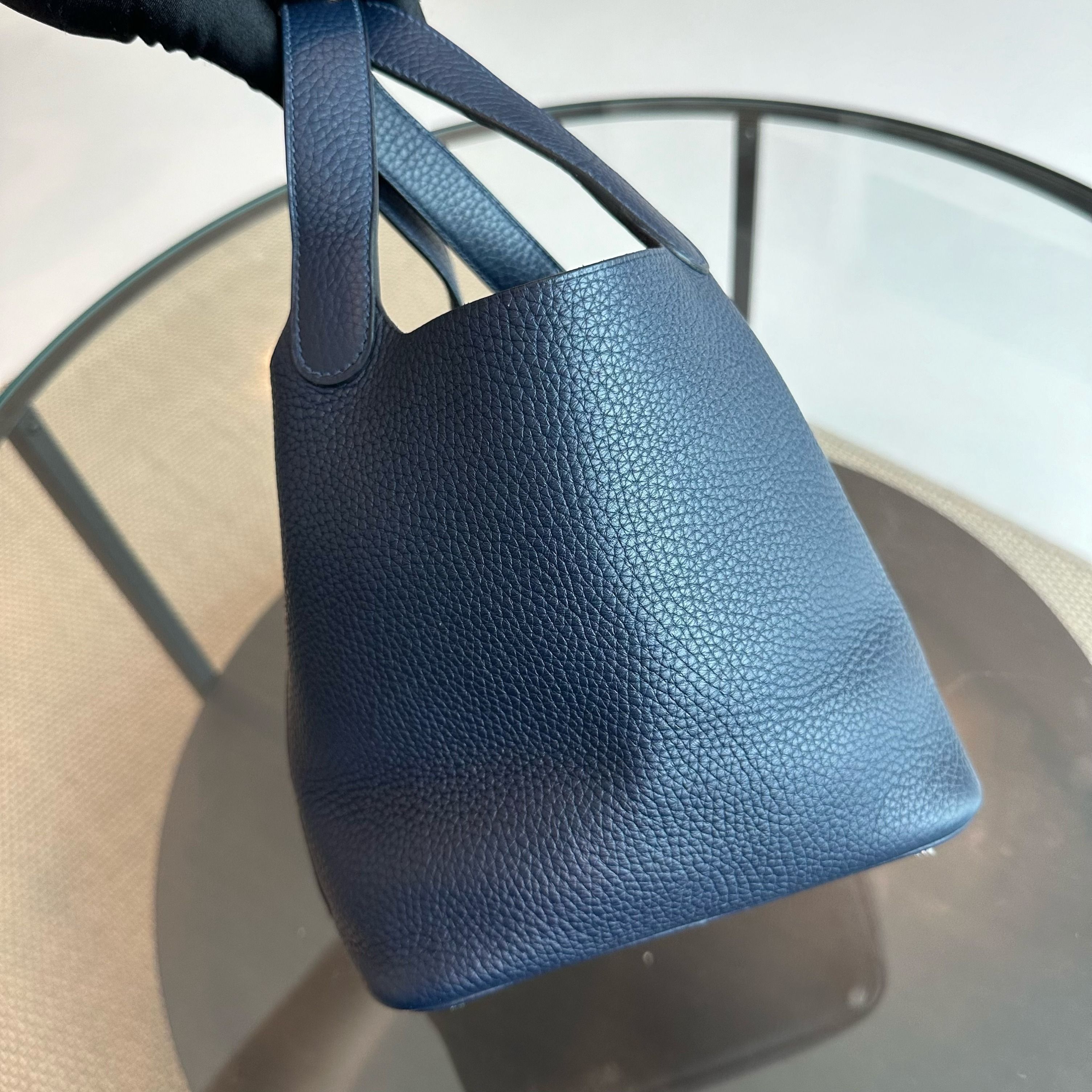 Hermes Picotin 18 X Stamp Dark Blue Taurillon Clemence SHW - Luxury Evermore