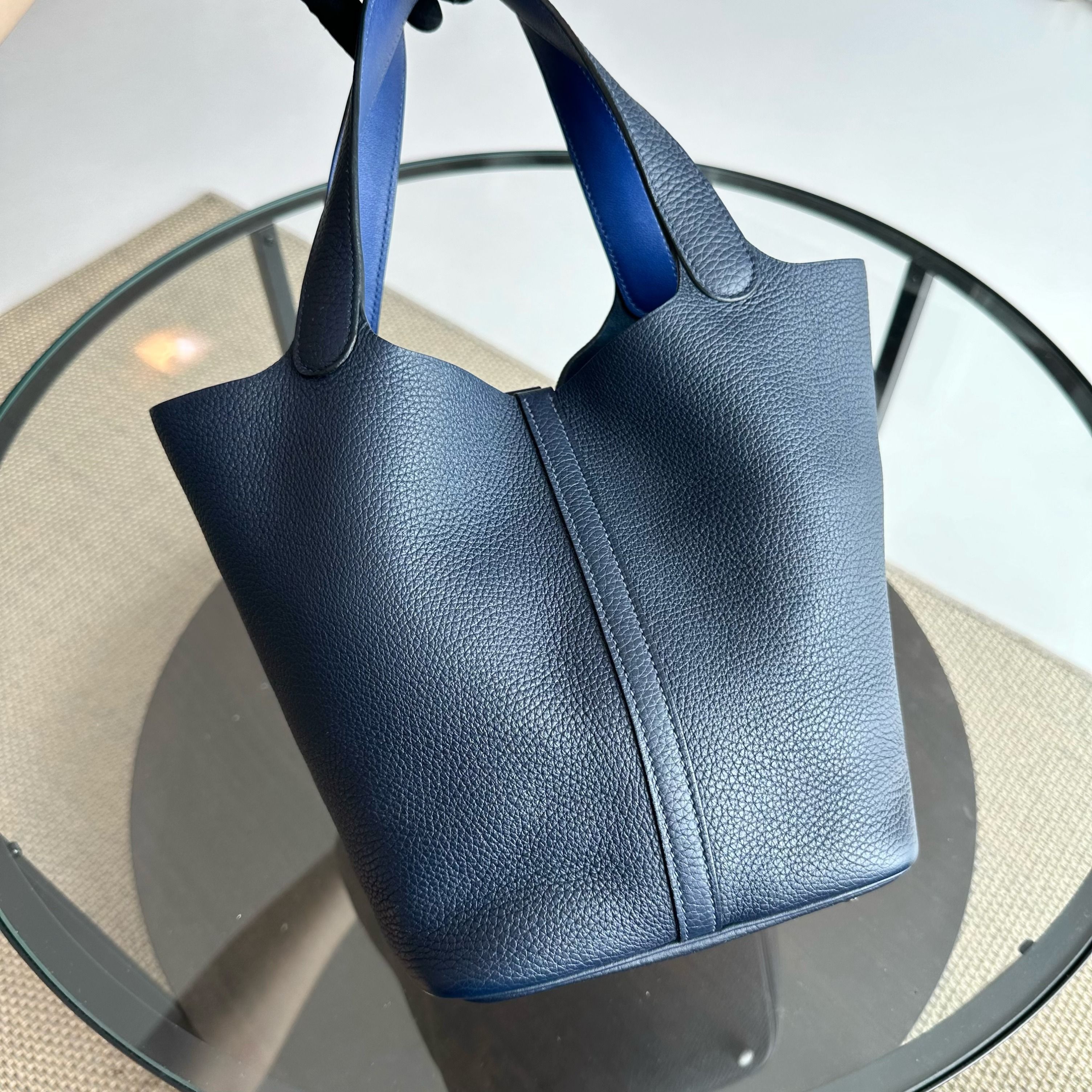 Hermes Picotin 22 Clemence A Stamp 2017 Blue Nuit Bleu Two Tone - Luxury Evermore