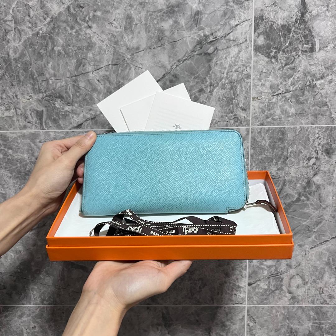 Hermes Wallet Epsom Leather Babe Blue - Luxury Evermore