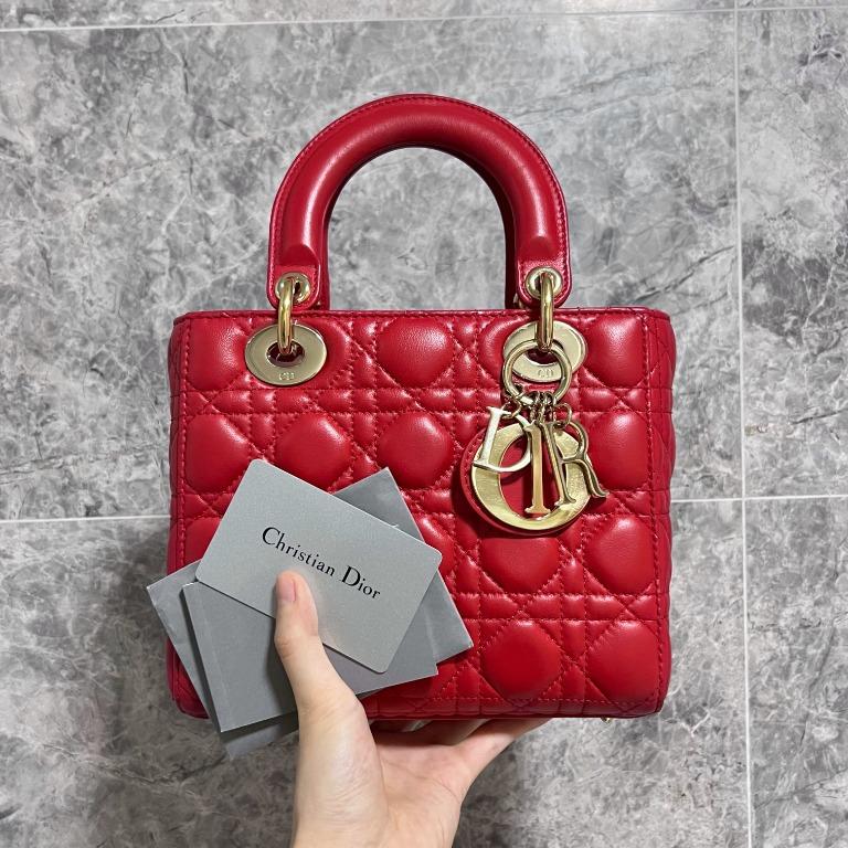 Lady Dior Small My ABC Dior Red Lambskin Gold Hardware - Luxury Evermore