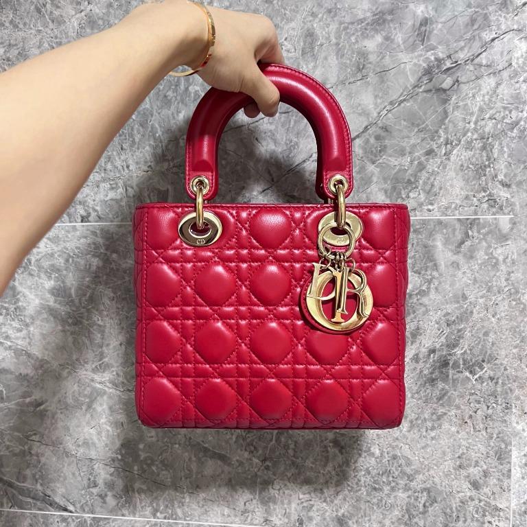 Lady Dior Small My ABC Dior Red Lambskin Gold Hardware - Luxury Evermore