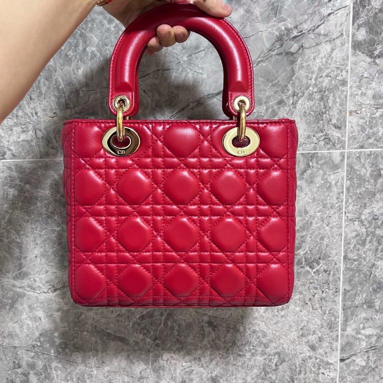 Lady Dior Small My ABC Dior Red Lambskin Gold Hardware - Luxury Evermore