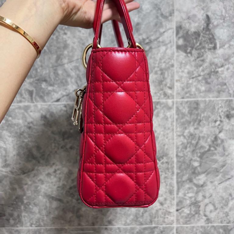 Lady Dior Small My ABC Dior Red Lambskin Gold Hardware - Luxury Evermore