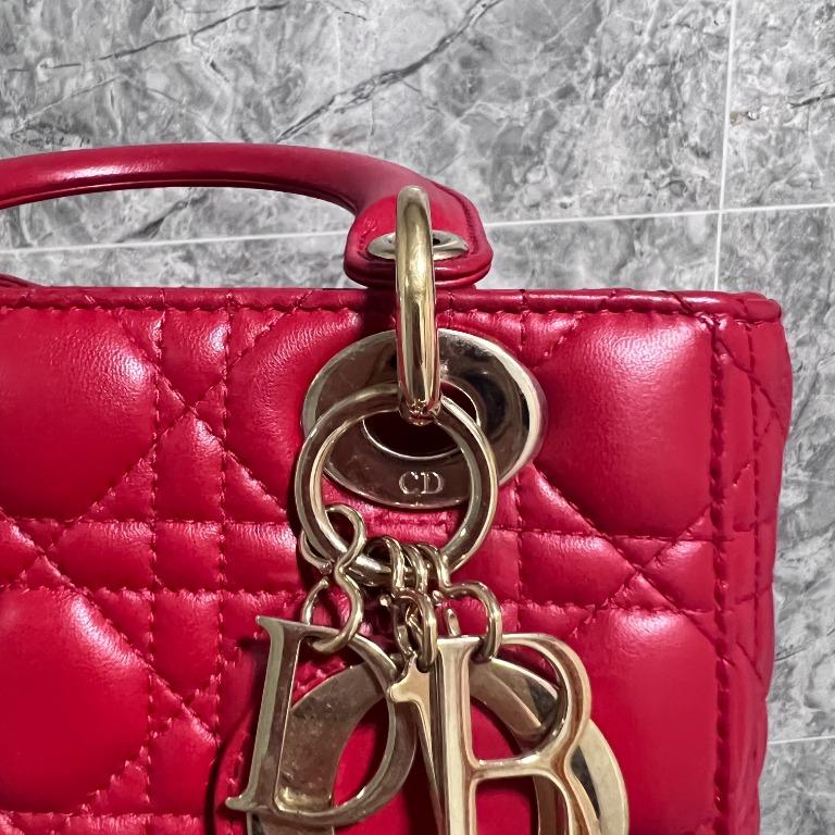 Lady Dior Small My ABC Dior Red Lambskin Gold Hardware - Luxury Evermore