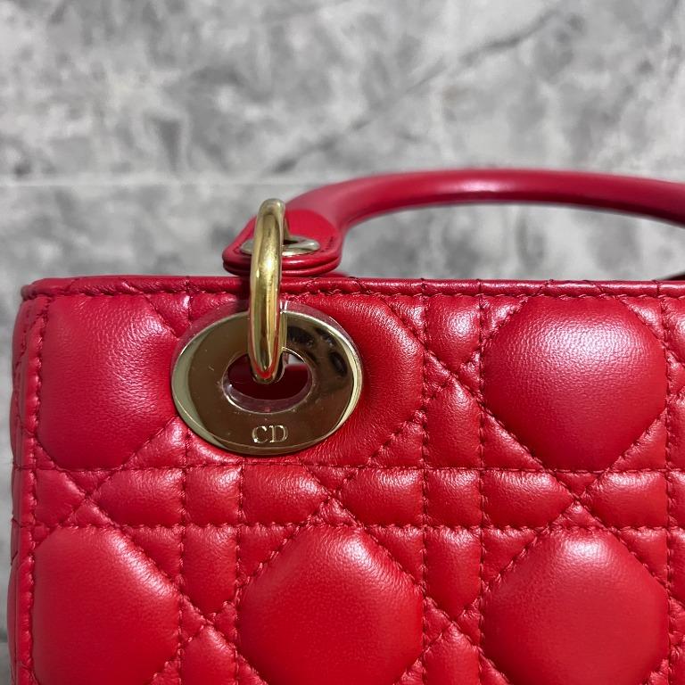 Lady Dior Small My ABC Dior Red Lambskin Gold Hardware - Luxury Evermore