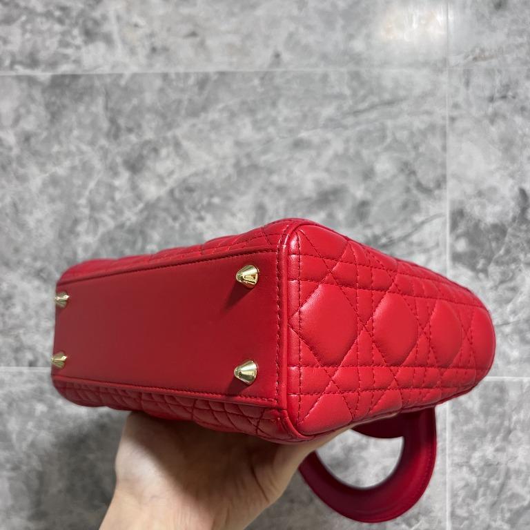 Lady Dior Small My ABC Dior Red Lambskin Gold Hardware - Luxury Evermore