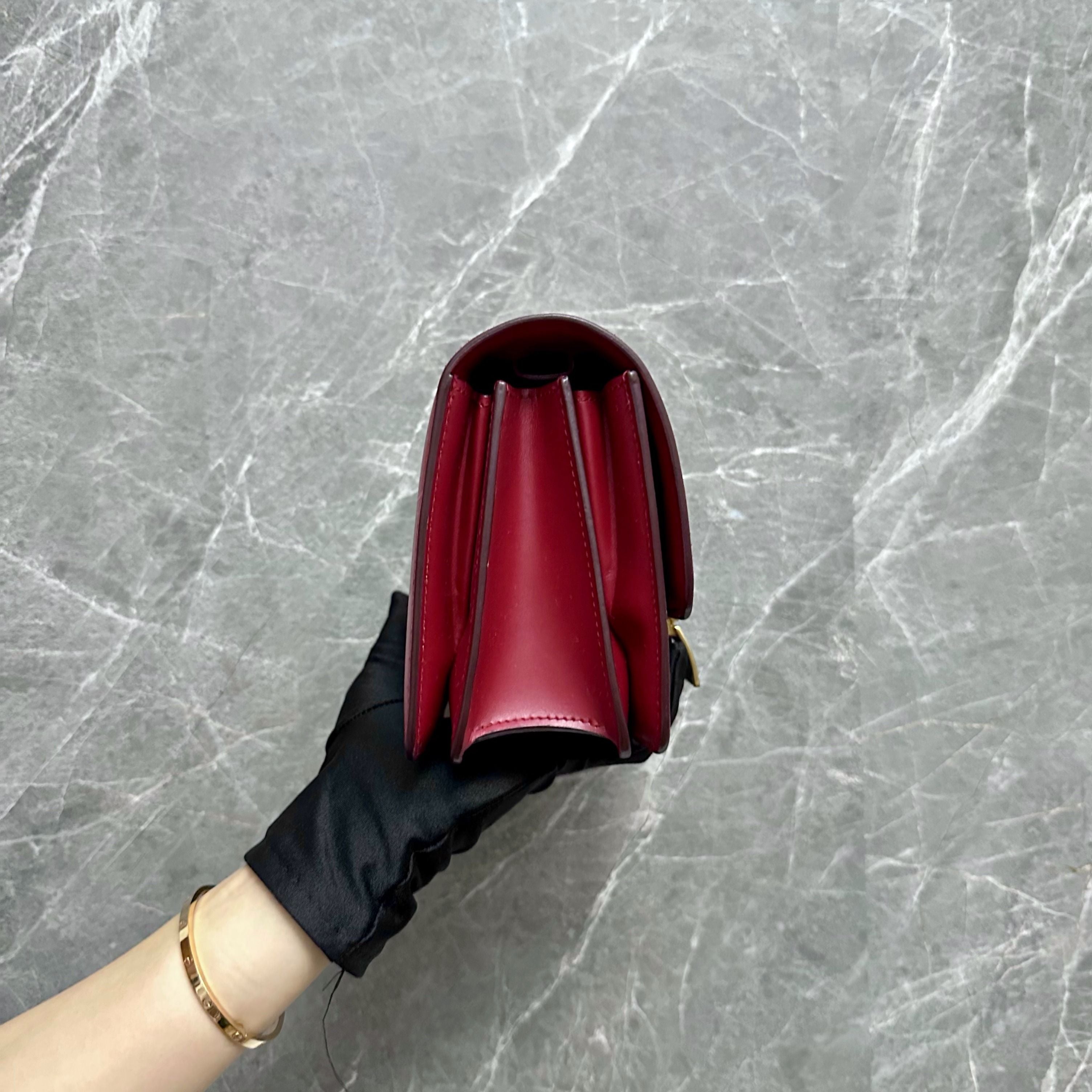 *Like New* Celine Box Small Classic Burgundy Calfskin GHW - Luxury Evermore