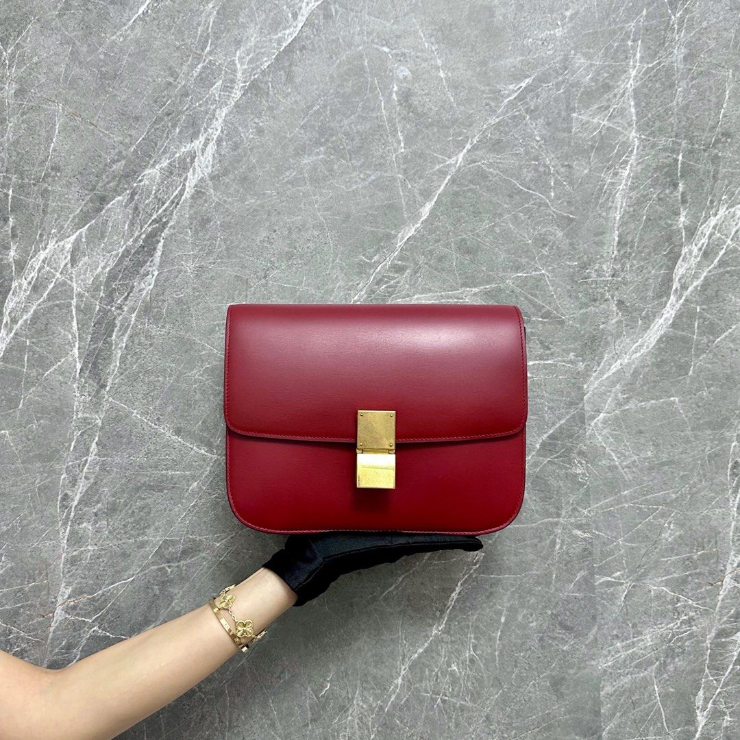 *Like New* Celine Classic Box Smooth Calfskin Red GHW - Luxury Evermore