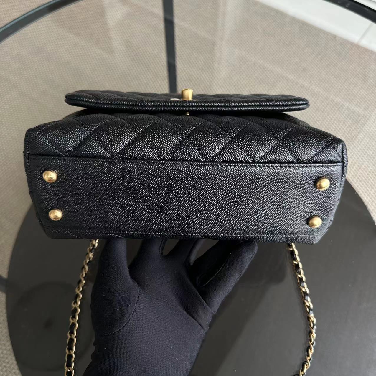 *Like New* Chanel Caviar Coco Handle Small Quilted Calfskin Exotic Handle Black GHW No 26 - Luxury Evermore