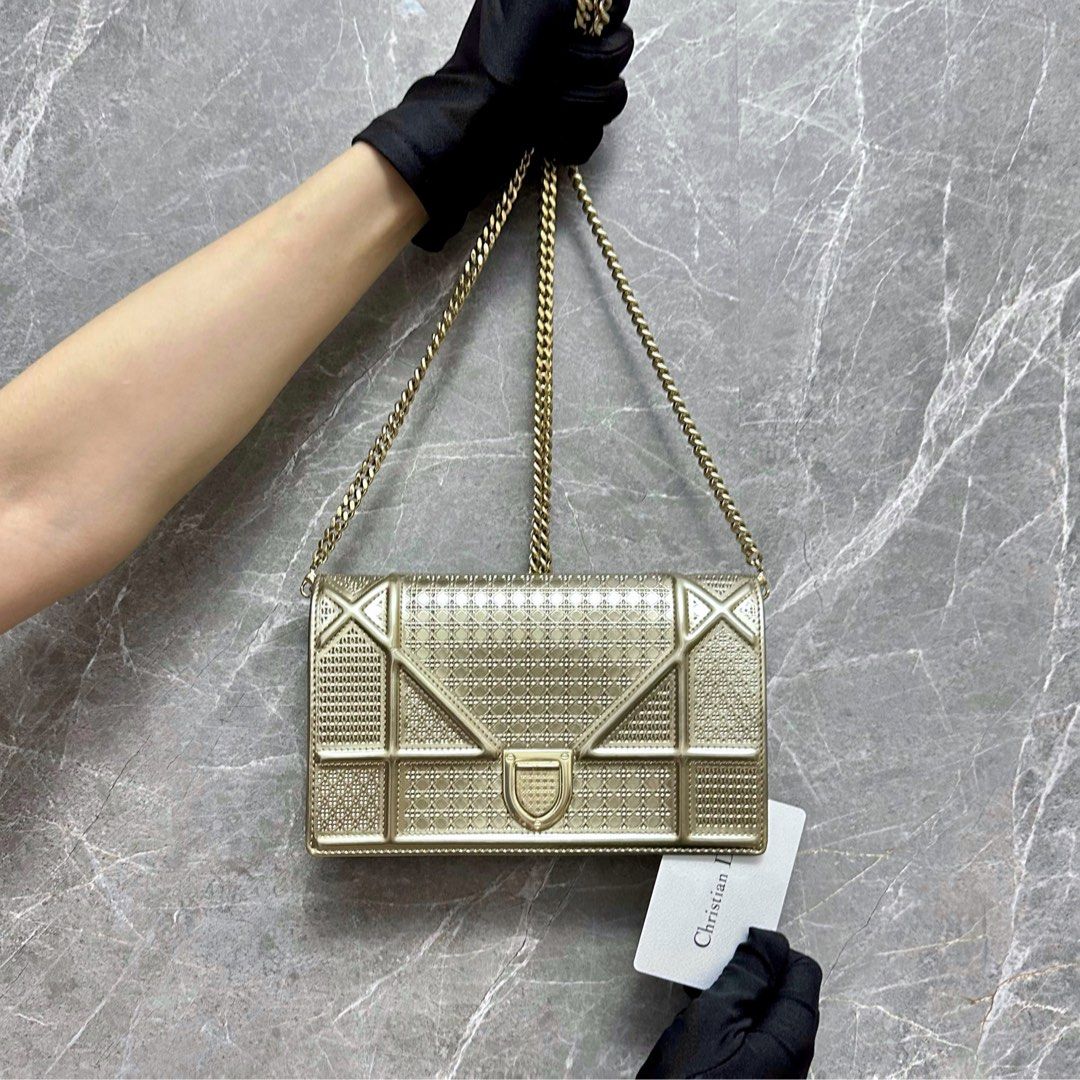 *Like New* Dior Diorama WOC Wallet On Chain Gold GHW - Luxury Evermore