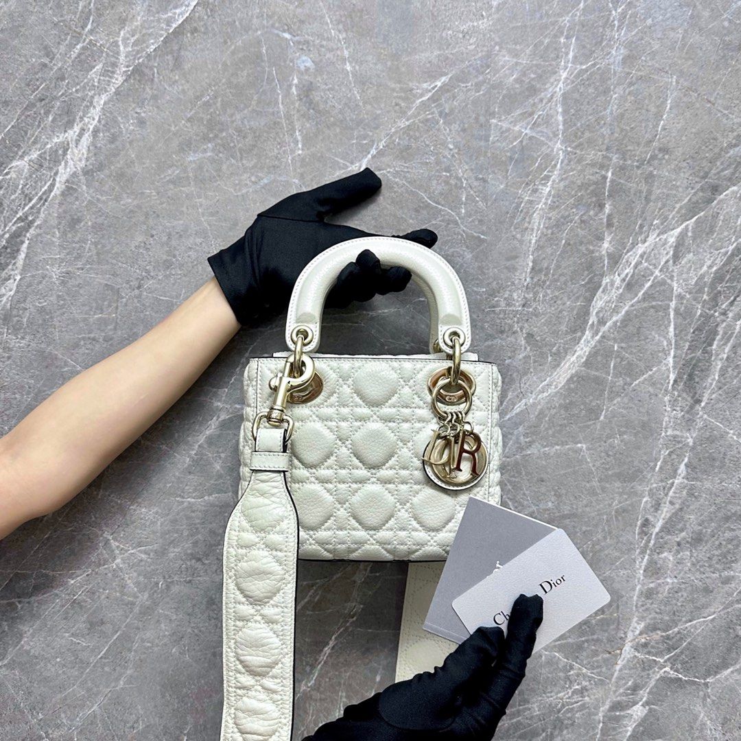 *Like New* Dior Lady Mini Cream Calfskin GHW - Luxury Evermore