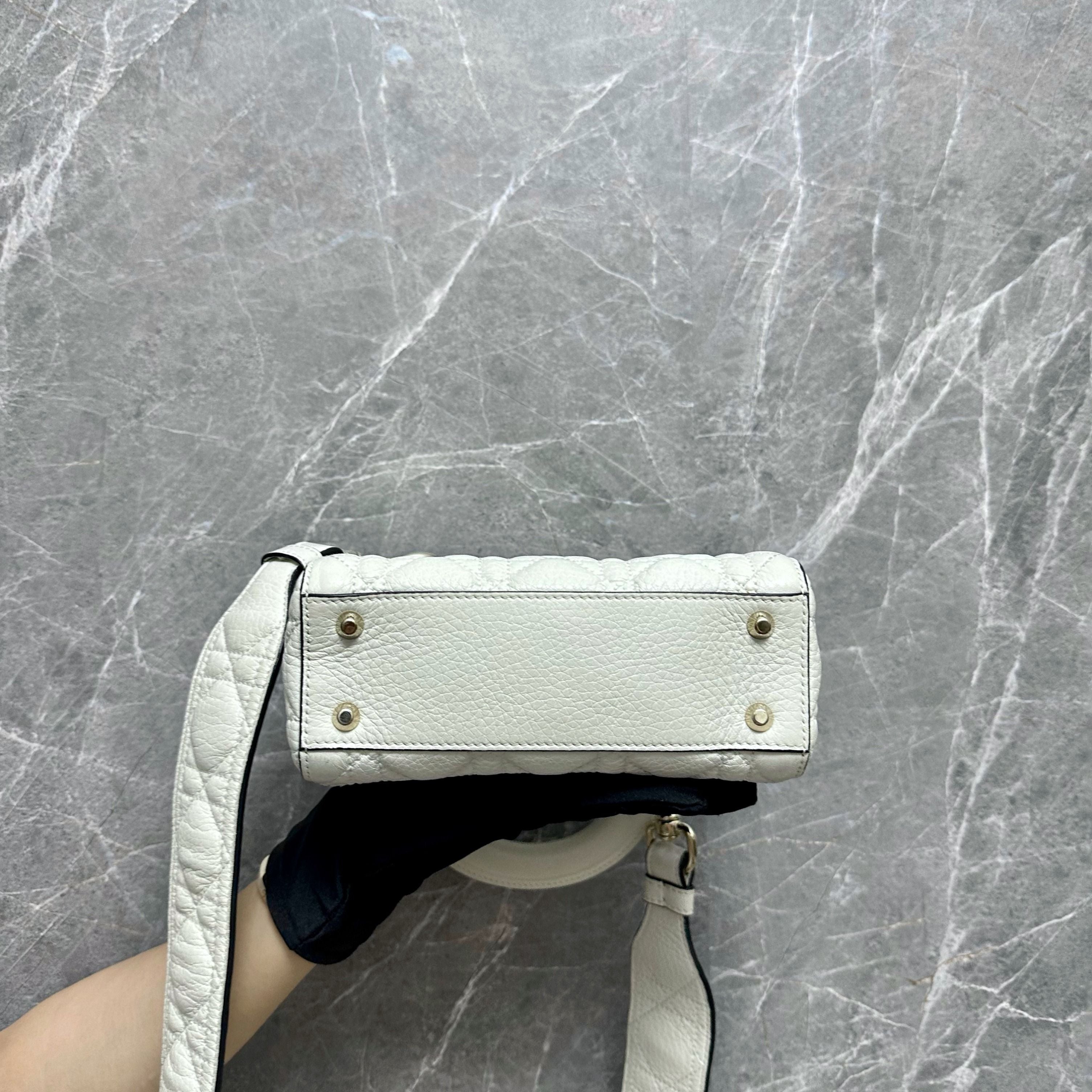 *Like New* Dior Lady Mini Cream Calfskin GHW - Luxury Evermore