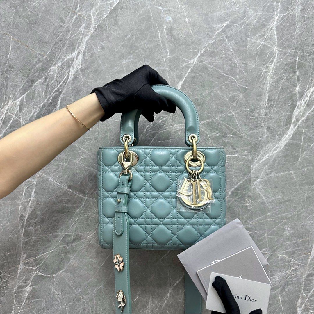 *Like New* Dior Lady Small ABC Lambskin Blue GHW - Luxury Evermore