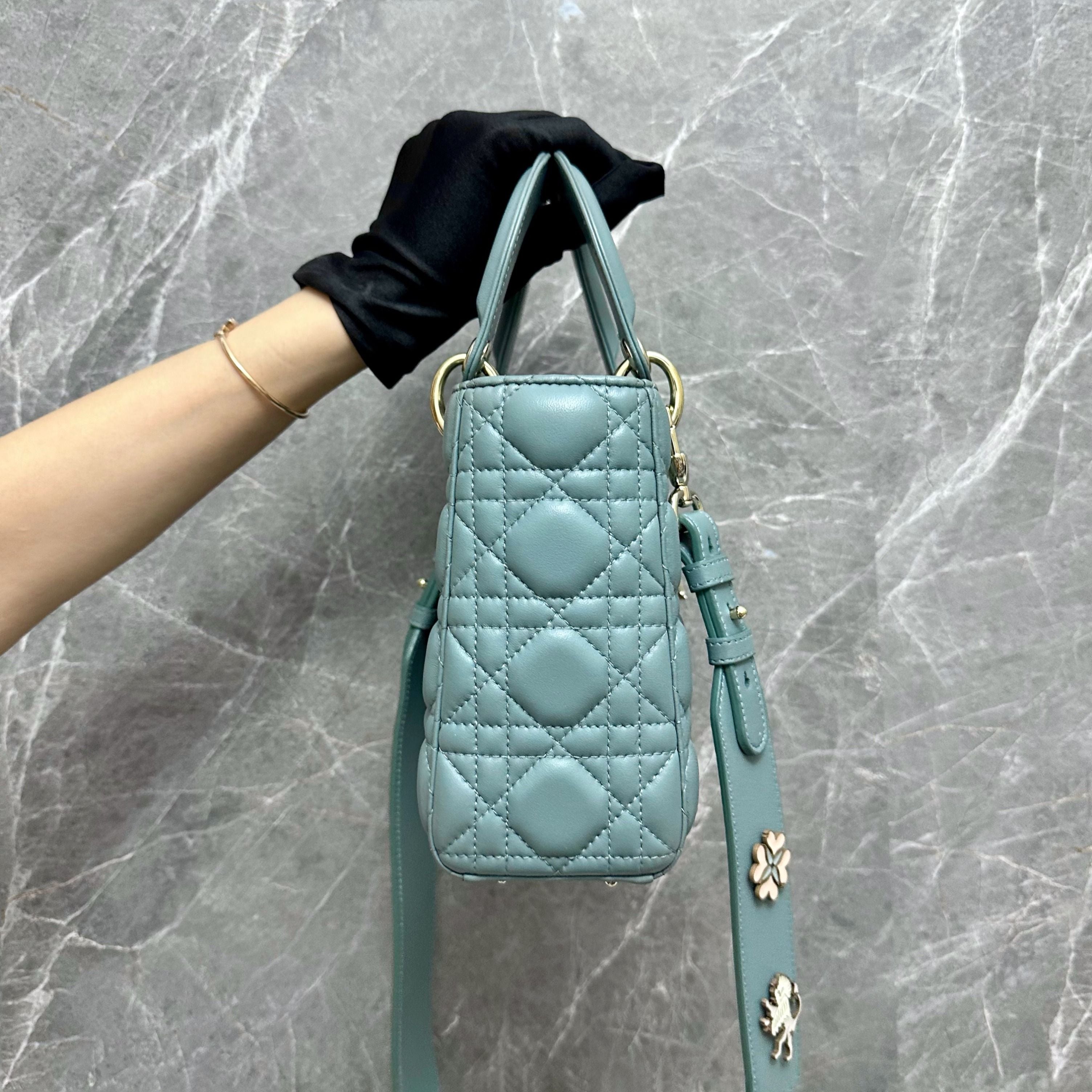 *Like New* Dior Lady Small ABC Lambskin Blue GHW - Luxury Evermore